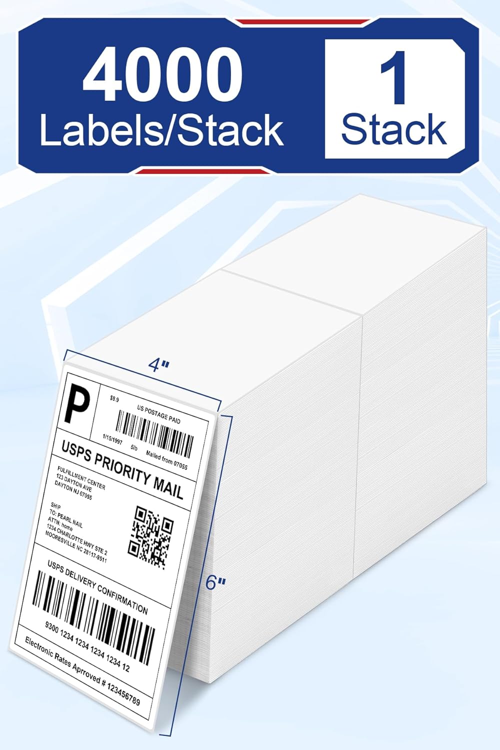 Bulk 4x6 Thermal Labels - 4000 Adhesive Labels | Smudge-Resistant & BPA-Free | Thermal Printer Compatible