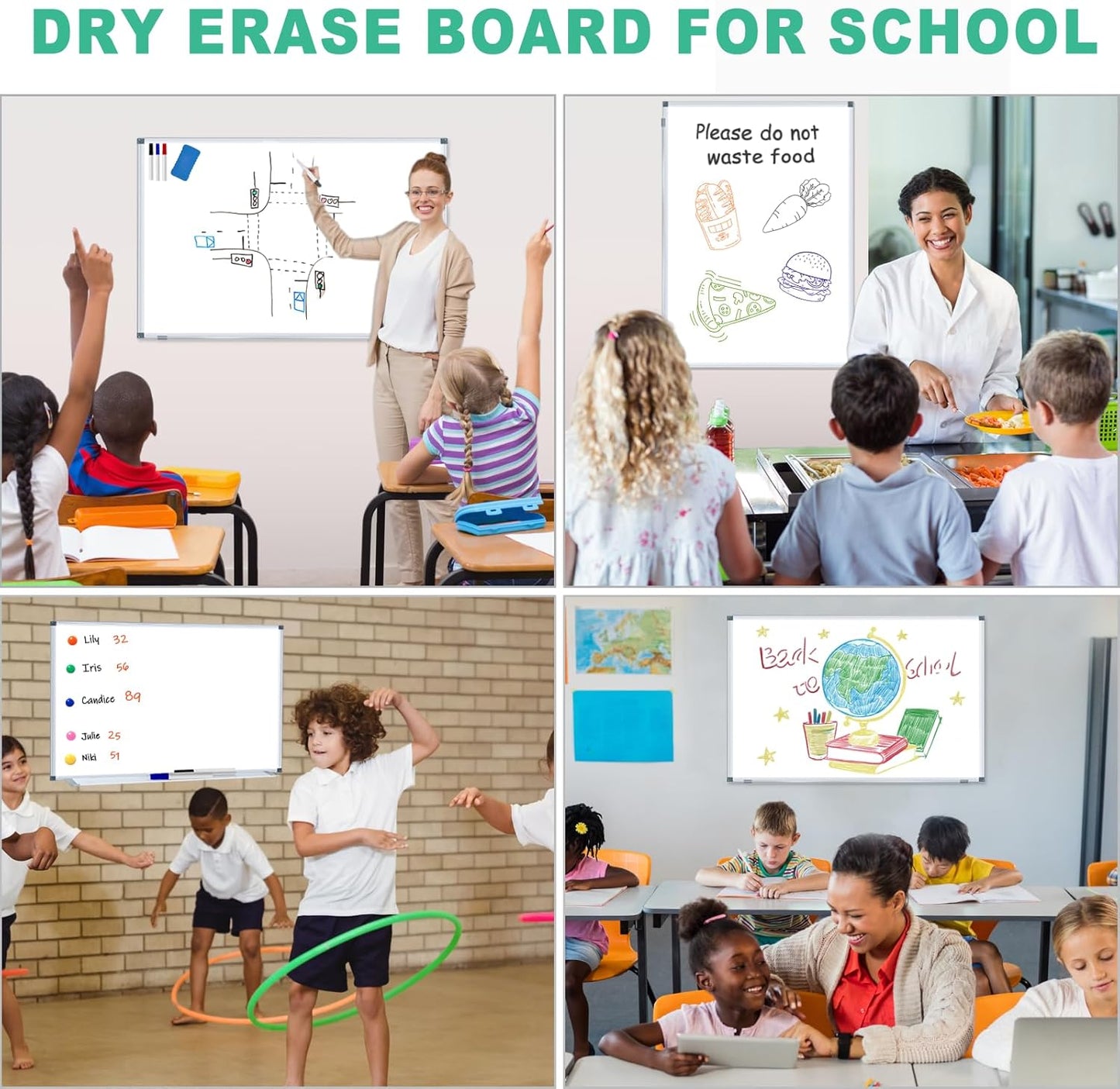 H-Qprobd 3' x 2' Magnetic Whiteboard Large Dry Erase White Board 36"x24" Aluminum Presentation Whiteboard with Long Pen Tray, 6 Markers, 2 Erasers &12 Magnets
