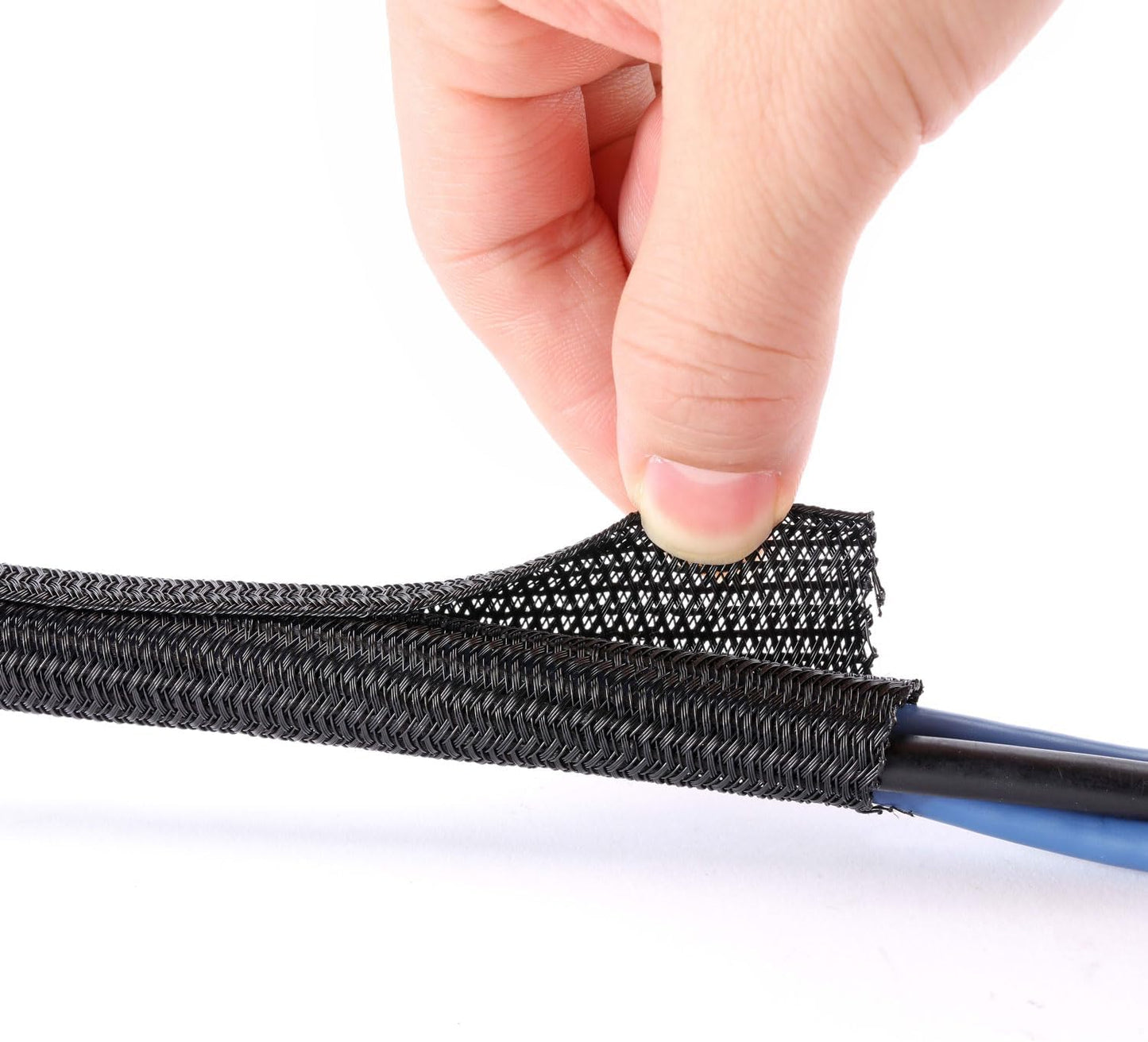 10ft *2pcs - 1/2 inch Cord Protector Wire Loom Tubing Cable Sleeve Split Sleeving for USB Cable Power Cord Audio Video Cable – Protect Cat from Chewing Cords - White(White, 10ft-1/2inch)