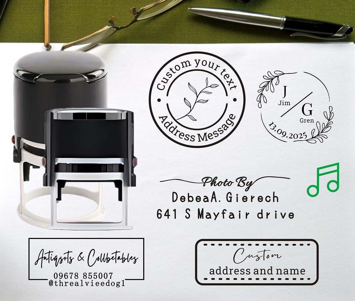 Multi-Size Custom Stamps Self Inking Personalized Logo Name Image Return Address Rubber Stamps for Office Business Personal Use(Round-1inch)