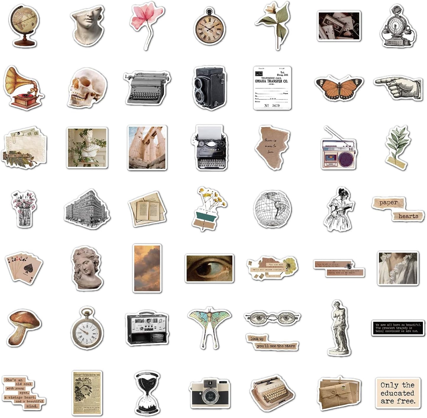 Maxleaf Old Times Vintage Stickers Scrapbook Supplies, Maxeaf 50PCS Nostalgia Retro Stickers for Planner Scrapbooking Laptops Art Journaling Gift Wrapping