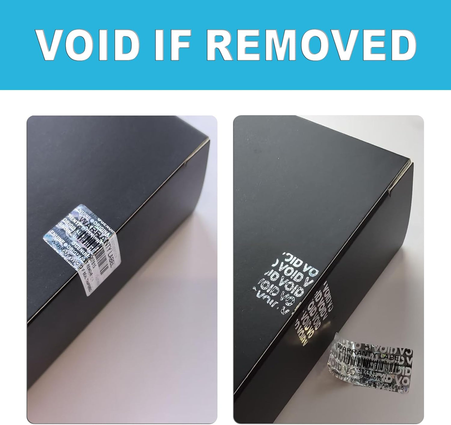 520pcs Tamper Evident Proof Stickers with Barcode Hologram Security Labels Genuine Warranty Seal with Unique Serial Number(1.2 X 0.6 Inch Silver)