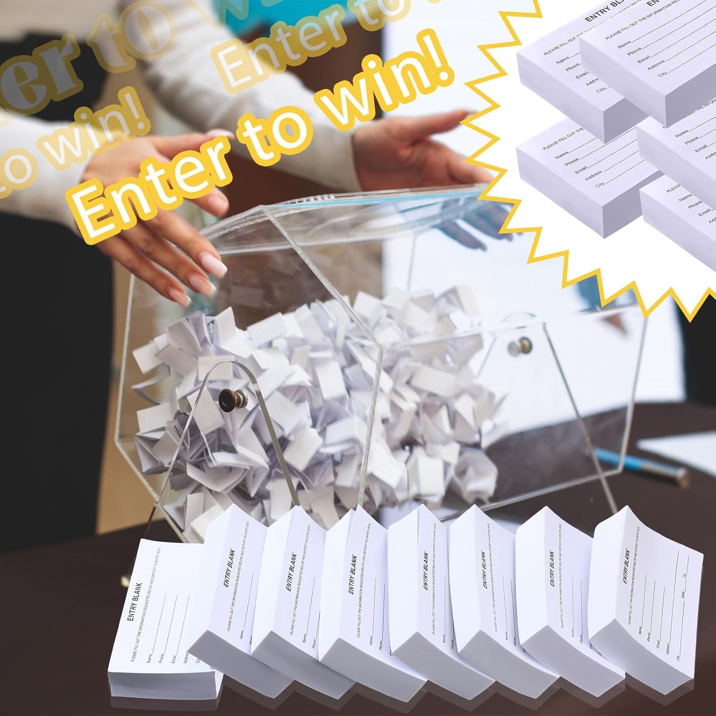 Kosiz 2000 Raffle Ticket Sheet 8 Pad 5.24" x 2.76" Enter to Win Blank Entry Form for Contest Collect Name Phone Number Email Address for School Event Ballot Network Marketing(White)