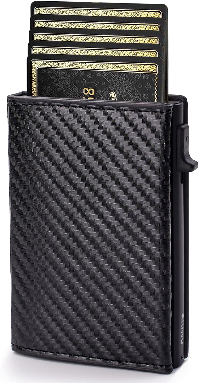 Aiuwo Wallet for Men,Mens Wallet Card Holder,Smart,Slim,Minimalist Wallet,Credit Cards Holder RFID Blocking Wallet (Card Wallet, Carbon Fiber)
