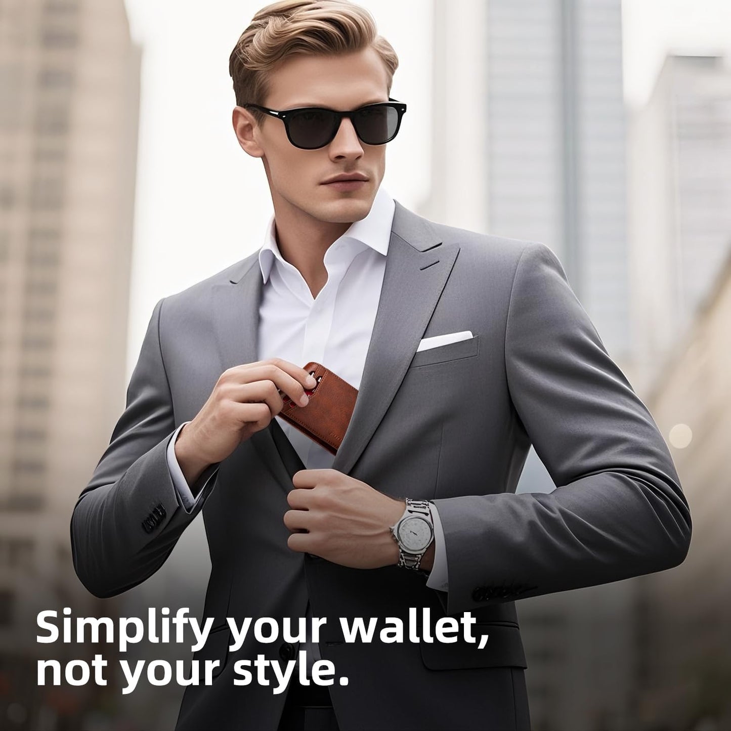 RUNBOX Wallet for Men Slim Rfid Leather 2 ID Window With Gift Box