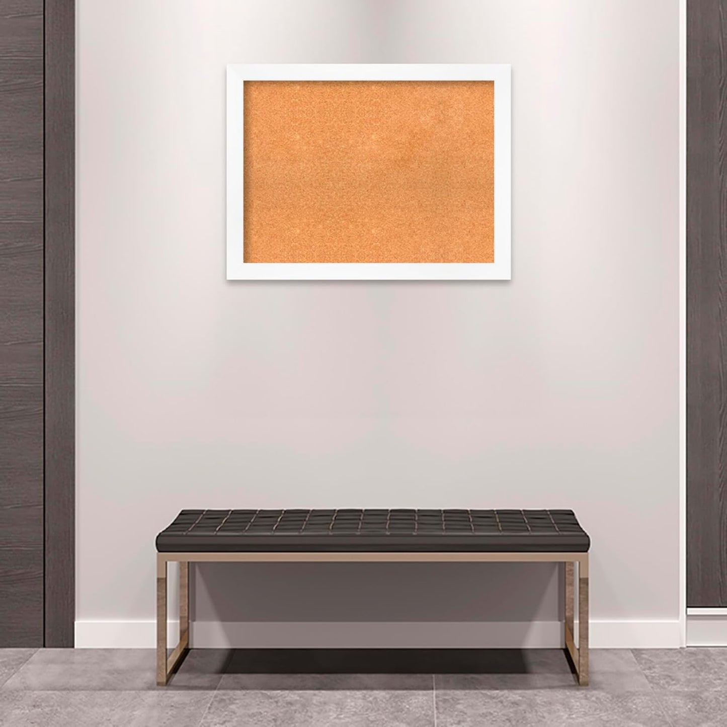 Amanti Art Natural Cork Board for Wall, 25x33 Vision Board with White Frame, Large Corkboard Office Decor for Home Organization, Modern Corkboard Pinboard to Display Items for Home Organization in