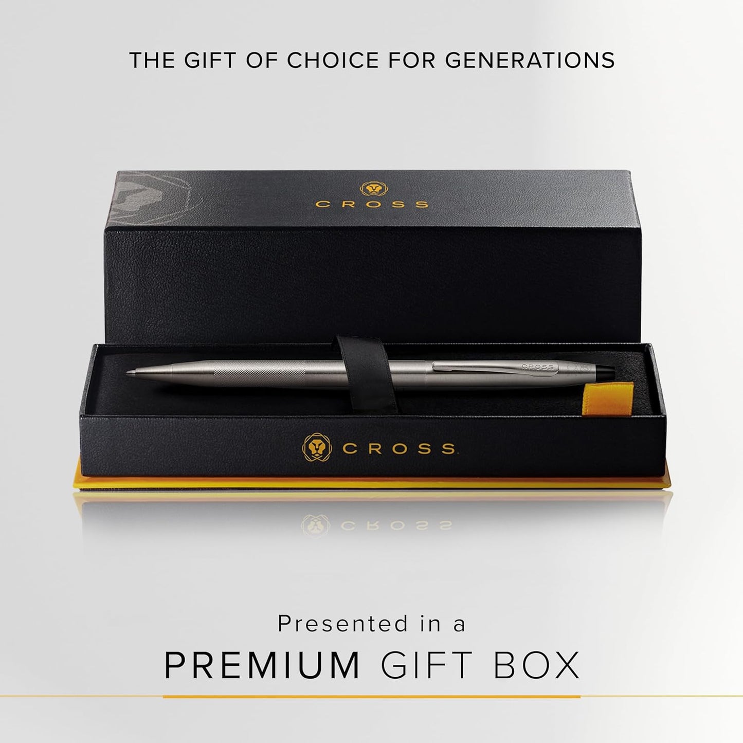 Cross Classic Century Refillable Ballpoint Pen Presented in a Luxury Gift Box - Medium Point, Black Ink, Titanium Gray Micro-knurl