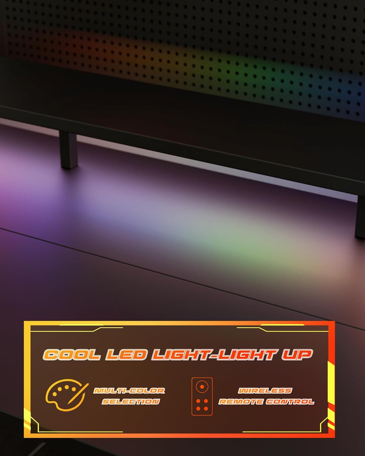 Electric Height Adjustable Standing Desk with Power Outlet and LED Light Strip, Sit to Stand, Ergonomic 48x24 Rising Desk with Memory Presets, Home Office Workstation, Computer Gaming Table, Black