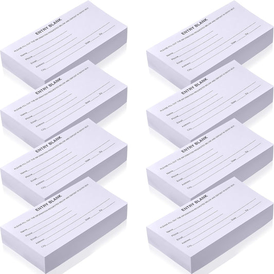 Kosiz 2000 Raffle Ticket Sheet 8 Pad 5.24" x 2.76" Enter to Win Blank Entry Form for Contest Collect Name Phone Number Email Address for School Event Ballot Network Marketing(White)