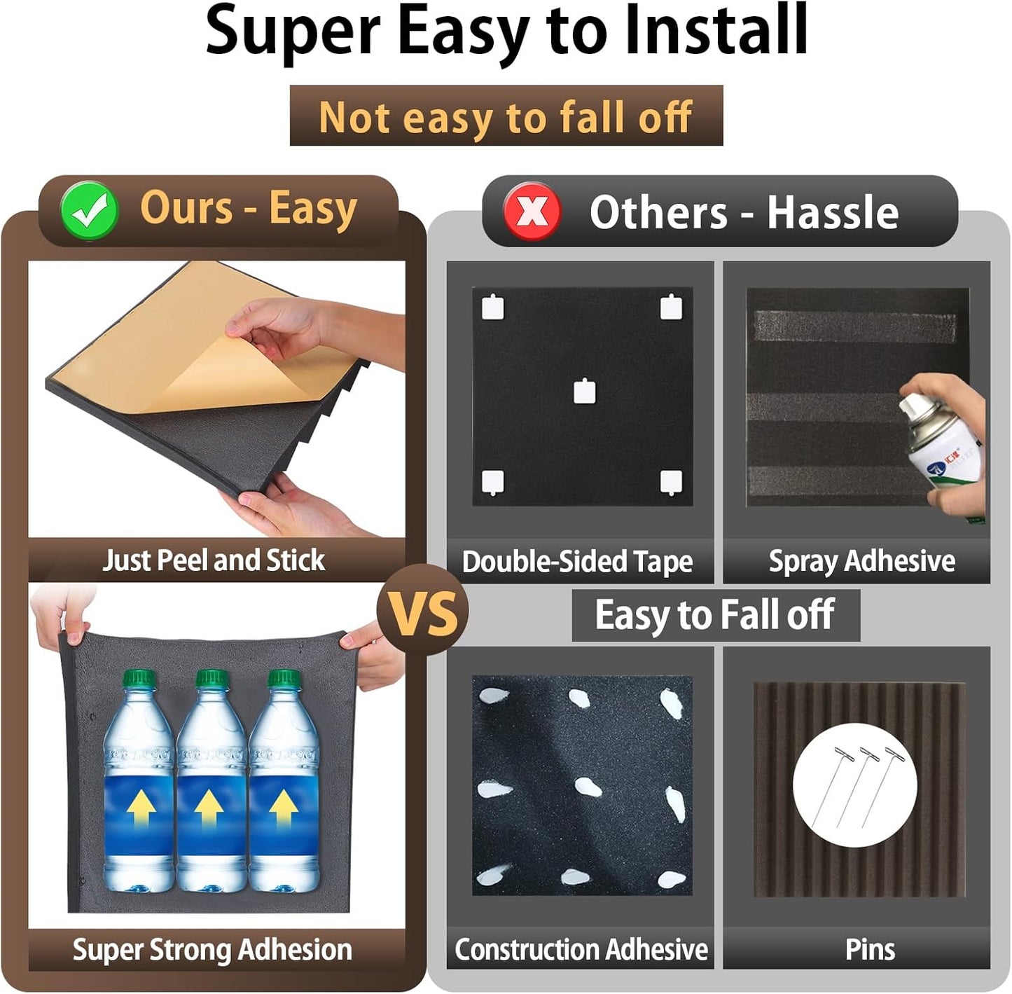 12 Pack Acoustic Foam Panels with Self-Adhesive 2" X 12" X 12" Wedges Sound Proof Foam Panels for Walls High Density Soundproof Wall Panels for Studio and Home