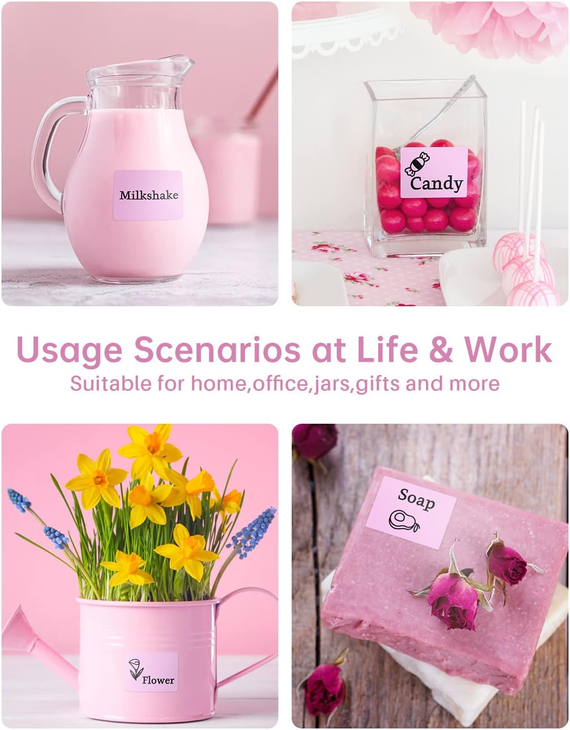 Phomemo M220 Labels,3 Roll Pink Labels for M220 M110 M108 M250 M260 M221 M200 M120 M150 Label Maker,1.57'' x 1.18''(40 x 30mm) Sticker Label for Barcode,Name,Home,Office,School