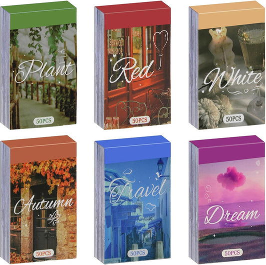 Washi Stickers, 6 Sets 300 Pcs Aesthetic Sticker Book for DIY Journaling, Journaling Supplies for Bullet Journal Art Diary Card Craft Gifts Planner Notebook.