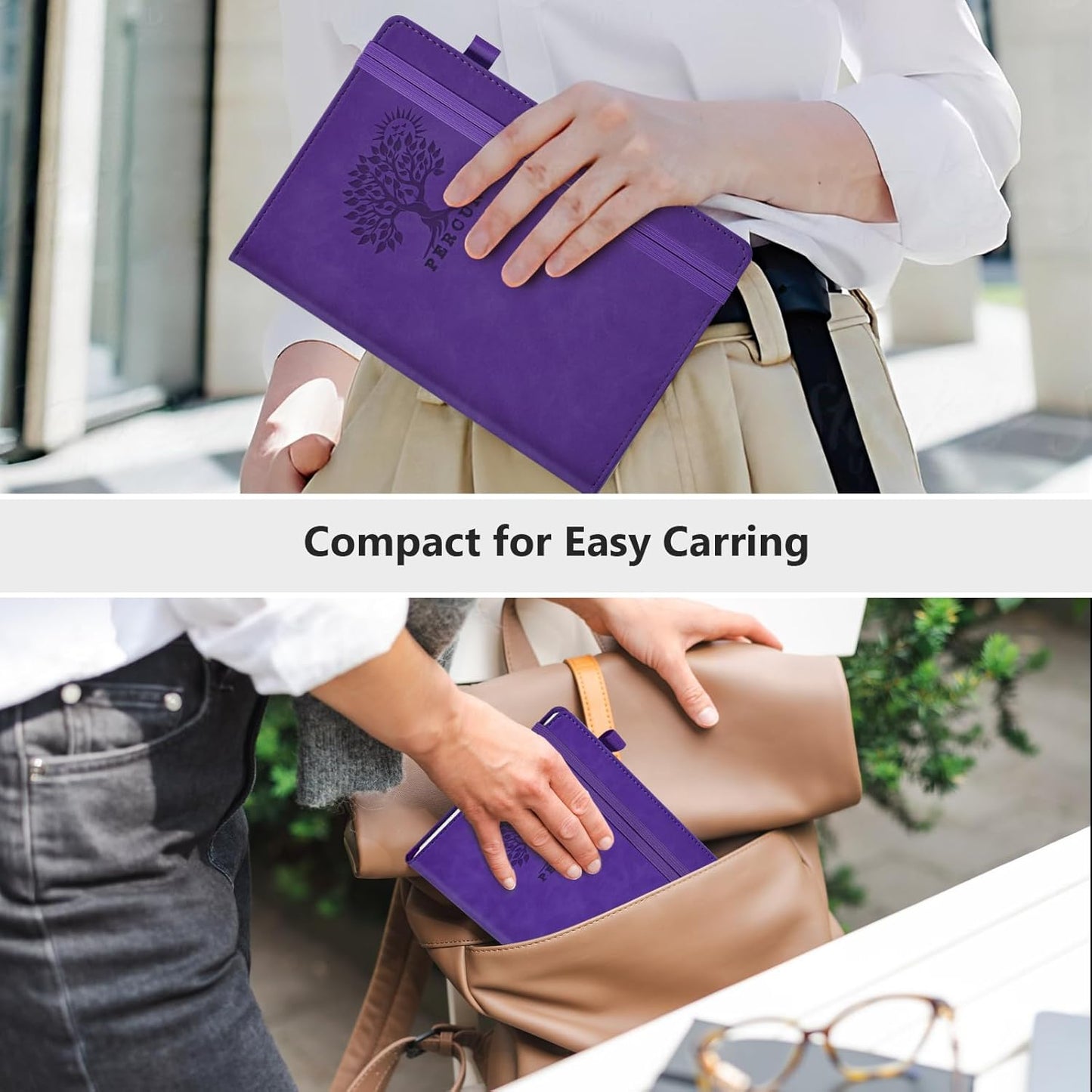 PERCUN Lined Journal Notebook for Men & Women, 160 Pages College Ruled Journal for Writing, A5 Hardcover Leather Notebooks for Work, School, Business, Travel, Daily Diary 5.9" x 8.5" - Purple