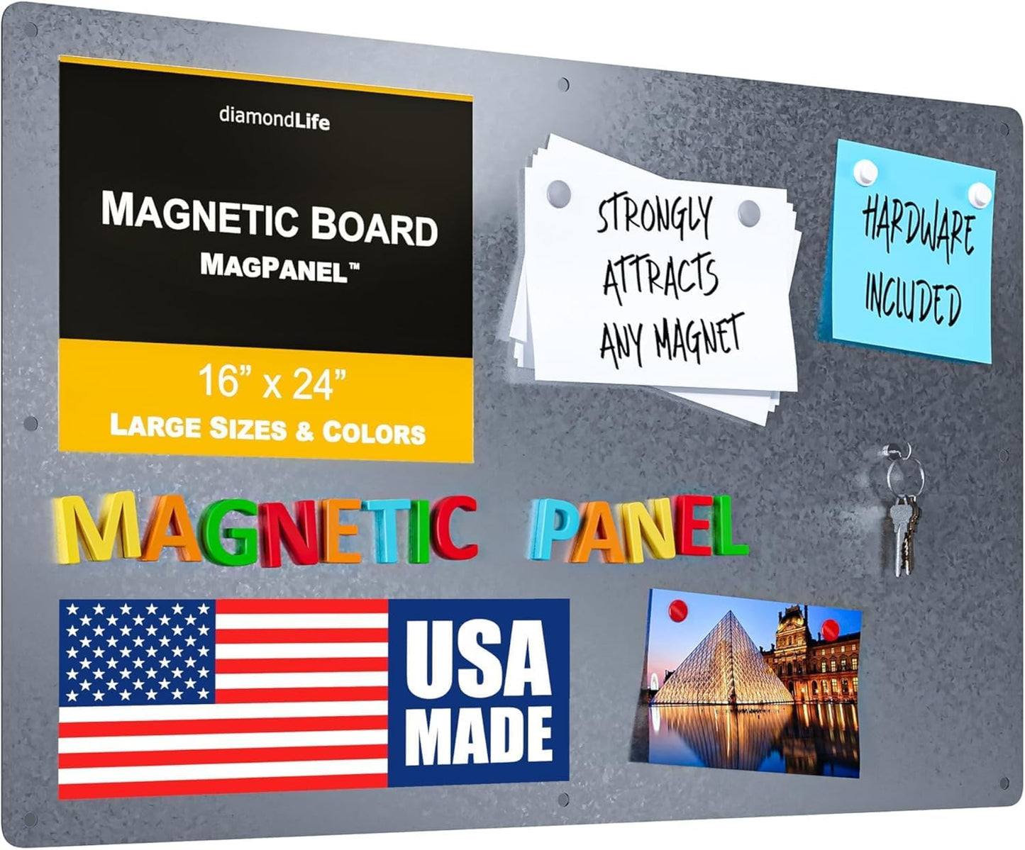 Diamond Life Magnetic Board - Memo & Vision Board for Home, Office, and Classroom - Magnet Board for Kids - Command Strips Included
