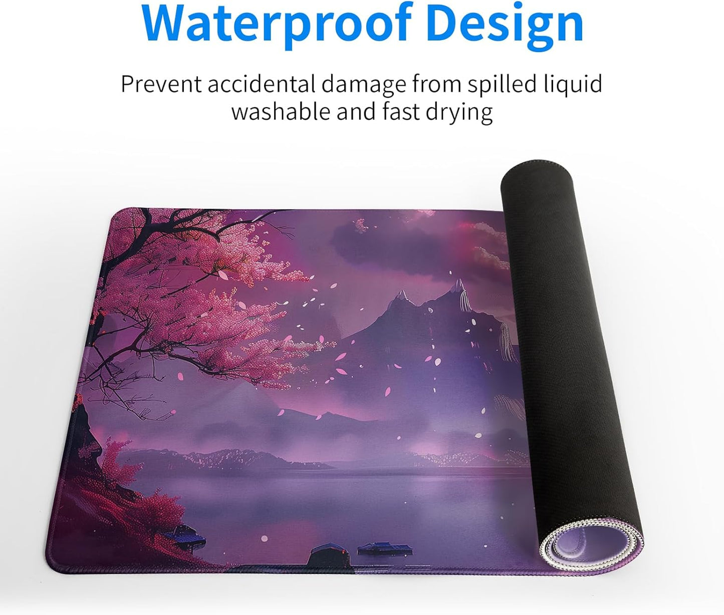 Desk Mat, Anime Desk Pad Mat, Desk Matt for Desktop, XL Large Mouse Pad for Desk, Anti-Slip Big Mousepad with Stitched Edges, Keyboard Pad Mouse Mat for Gaming and Office (Cherry Blossom 4)