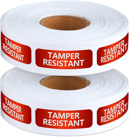 Gueevin 1000 Pcs Tamper Resistant Metallic Labels Adhesive Stickers, 0.5 x 1.5 Inches Tamper Evident Tape Holographic Seal for Box Mailing Packaging Sealing Delivery Office Home Supplies