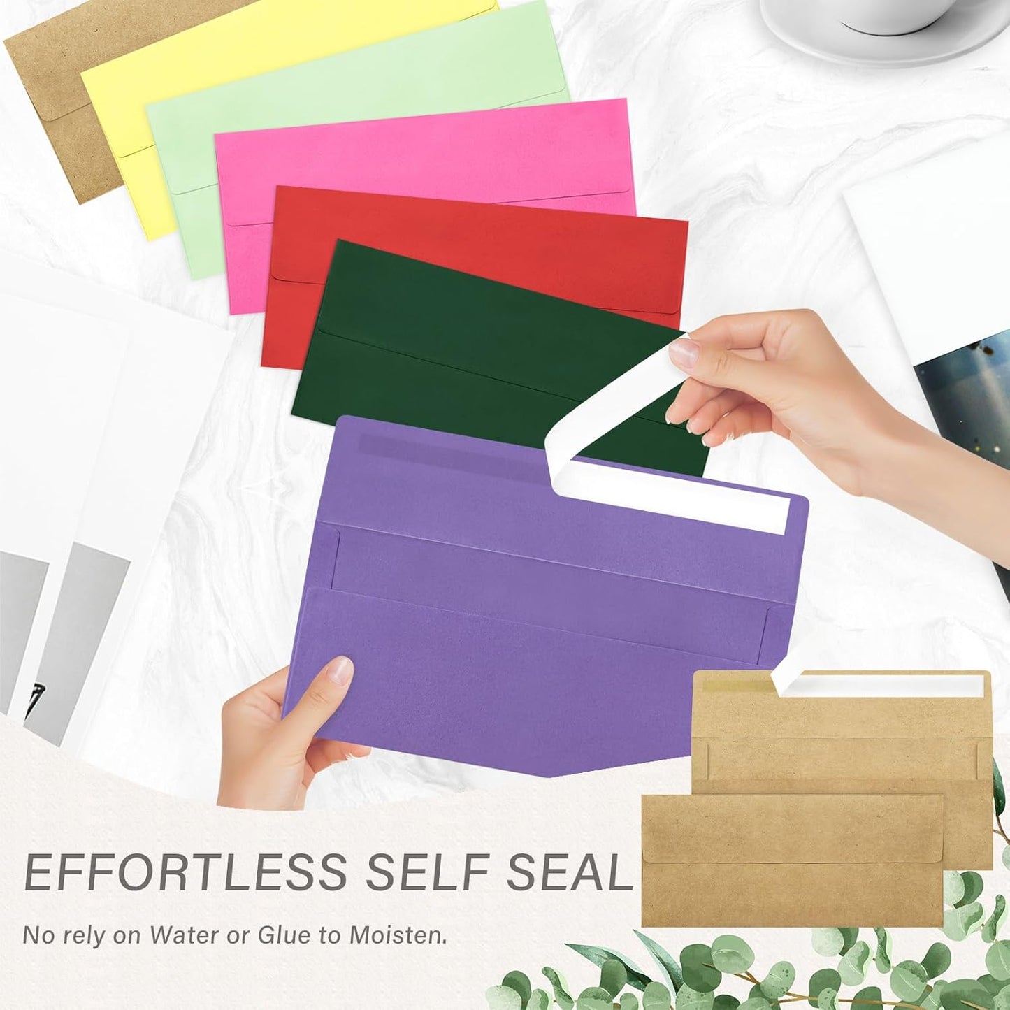 100 Pack #10 Business Envelopes, Self Seal Standard Kraft Envelopes for Secure Business & Legal Mailing, Office, Checks, Letter, Invoices, 4 1/8 x 9 1/2 Inches