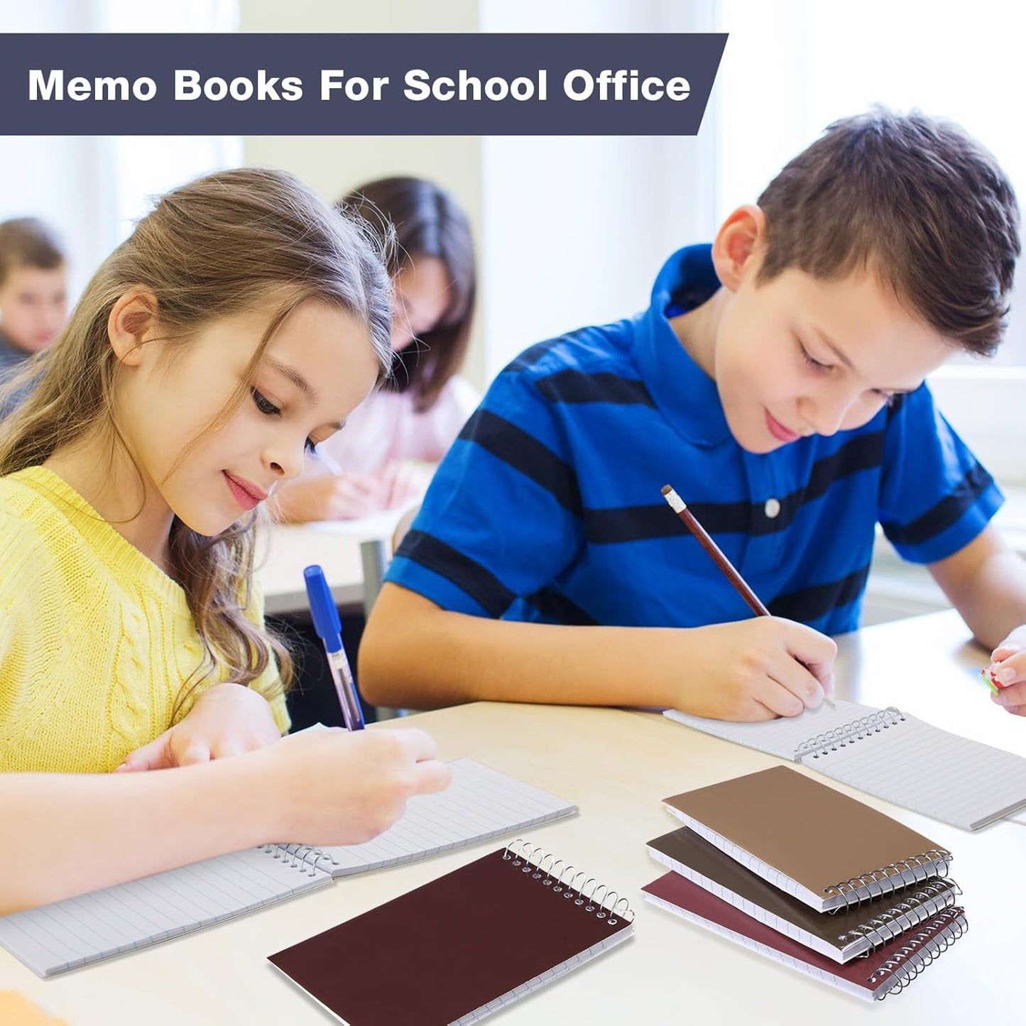 Thenshop 100 Pads Spiral Memo Bulk 3'' x 5'' Top Bound Memo Book 60 Sheets Small Mini Notebooks Lined Wire Bound Pocket Steno Book for Home, Office, School (Multicolored)