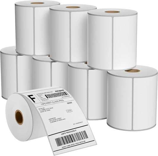 MaxGear 4" x 6" Direct Thermal Labels, 2000 Pcs/8 Rolls, Perforated White Shipping & Mailing Labels, Commercial Grade with Permanent Adhesive, Compatible with Most Thermal Printers