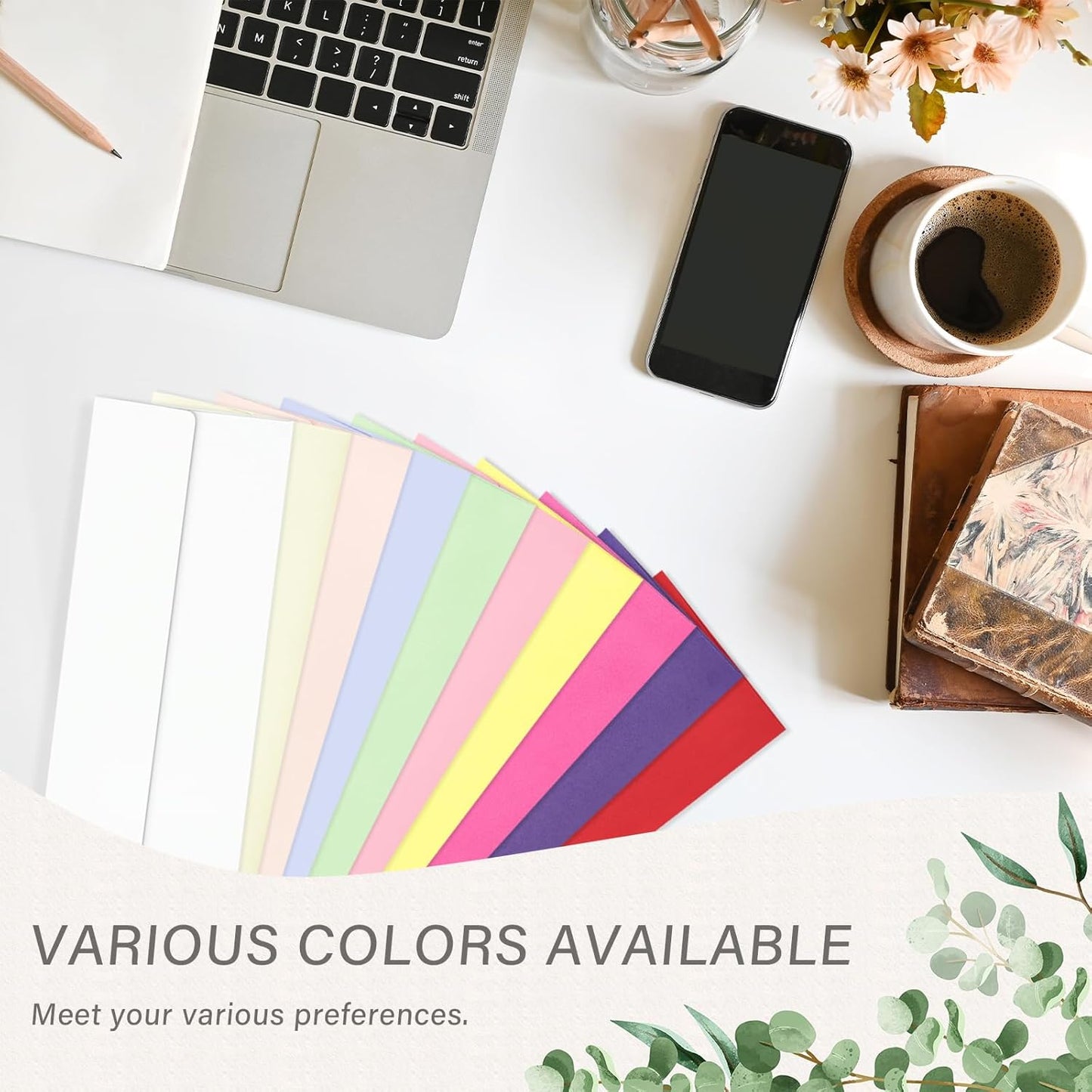 50 Pack #10 Colored Envelopes Letter Size, Colorful Business Envelopes Self Seal for Business, Invoices, Letter Mailing, Office Checks, 4 1/8 x 9 1/2 Inches