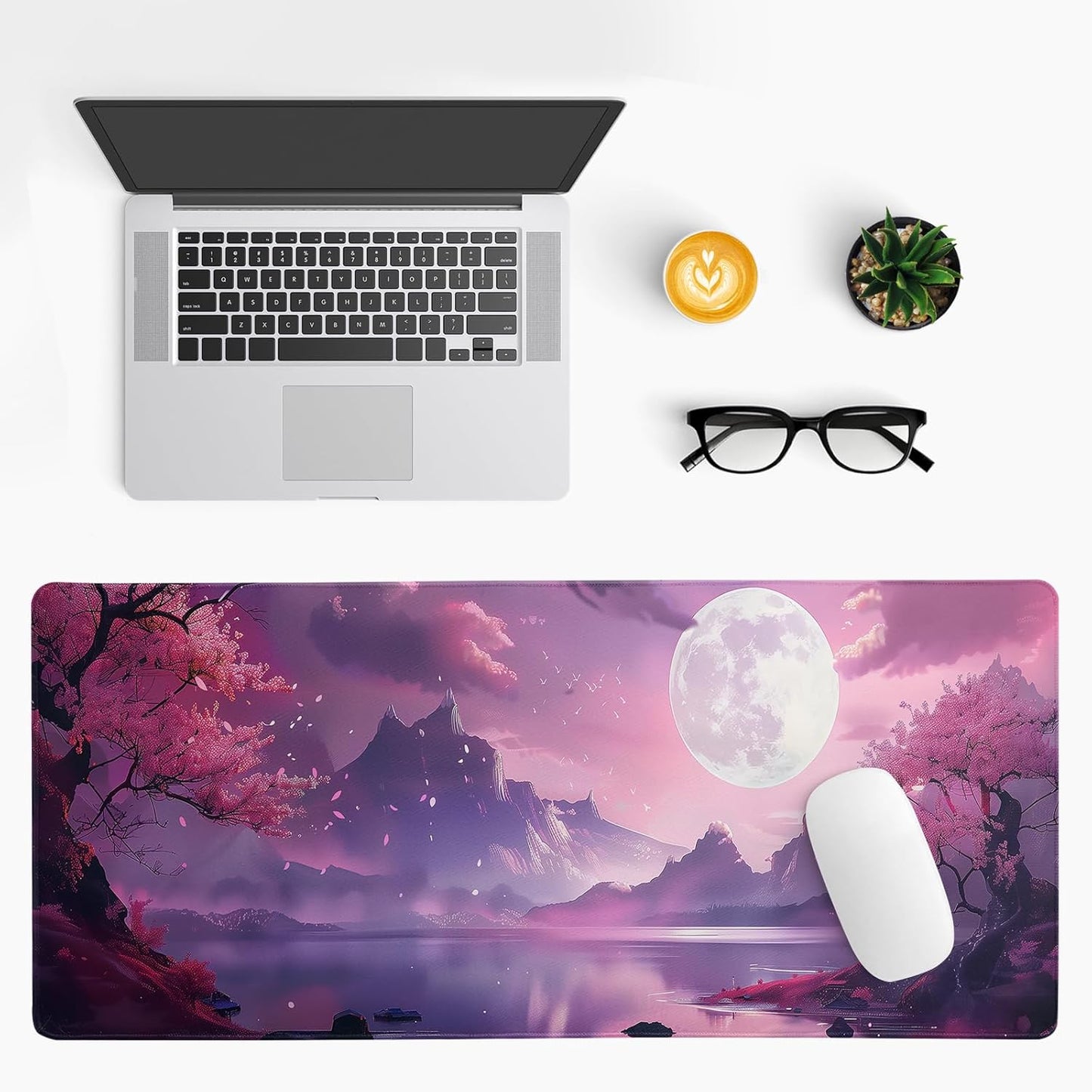Desk Mat, Anime Desk Pad Mat, Desk Matt for Desktop, XL Large Mouse Pad for Desk, Anti-Slip Big Mousepad with Stitched Edges, Keyboard Pad Mouse Mat for Gaming and Office (Cherry Blossom 4)