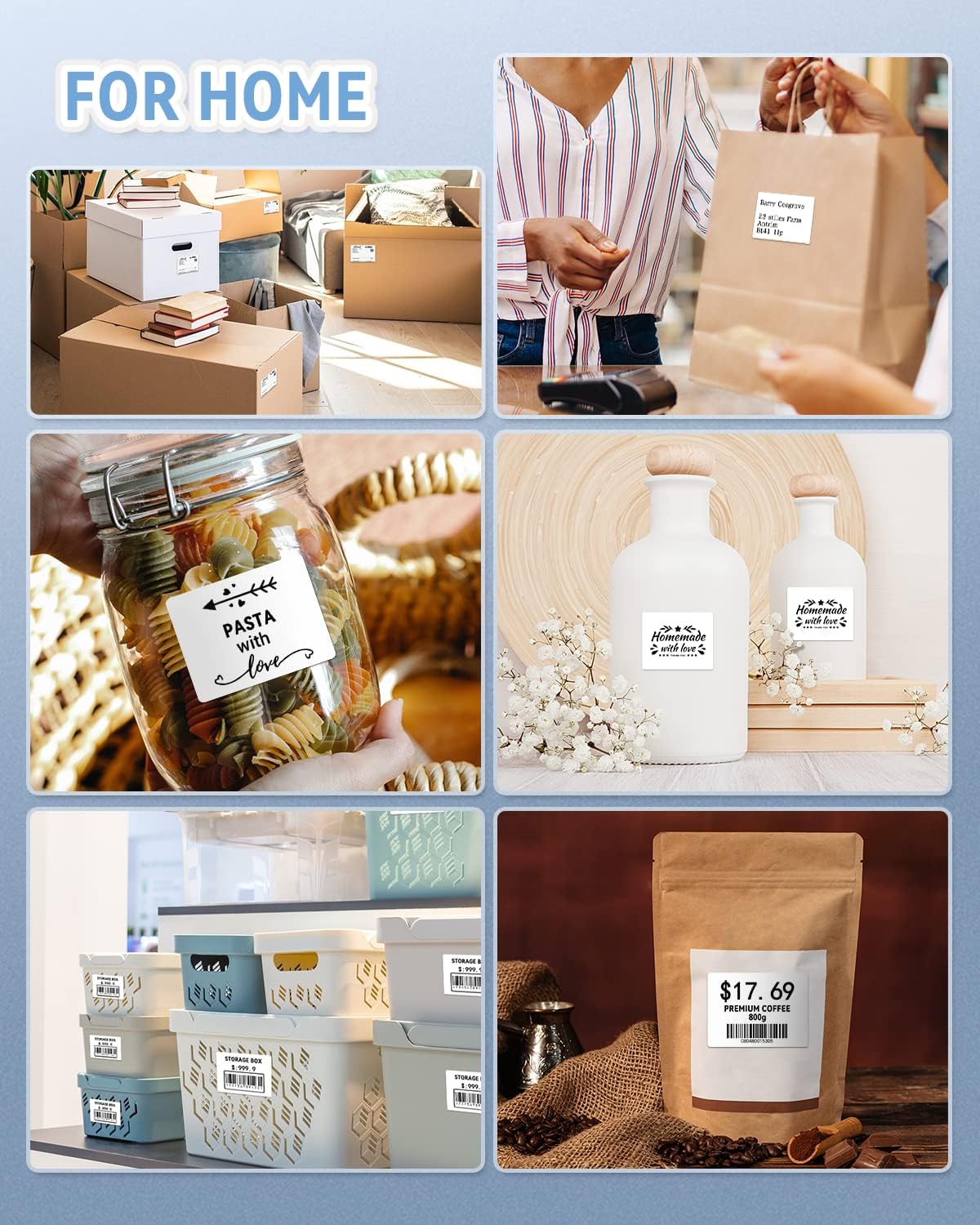 Phomemo 4"x3" Thermal Labels Roll for Small Business Supplies - Commercial Grade Logo Stickers for Business Customized - Waterproof Shipping Labels for Thermal Label Printer - 500 PCS Label Stickers