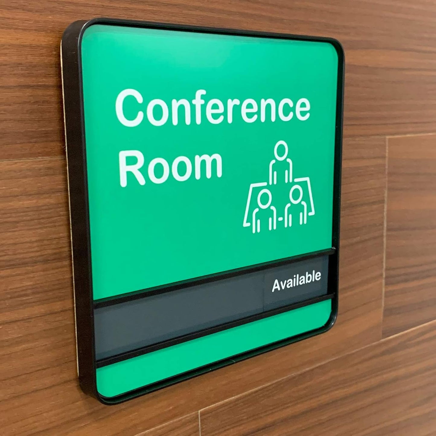 NapTags Conference Room Slider Signs (Bright Green - Black Frame, 6" x 6")