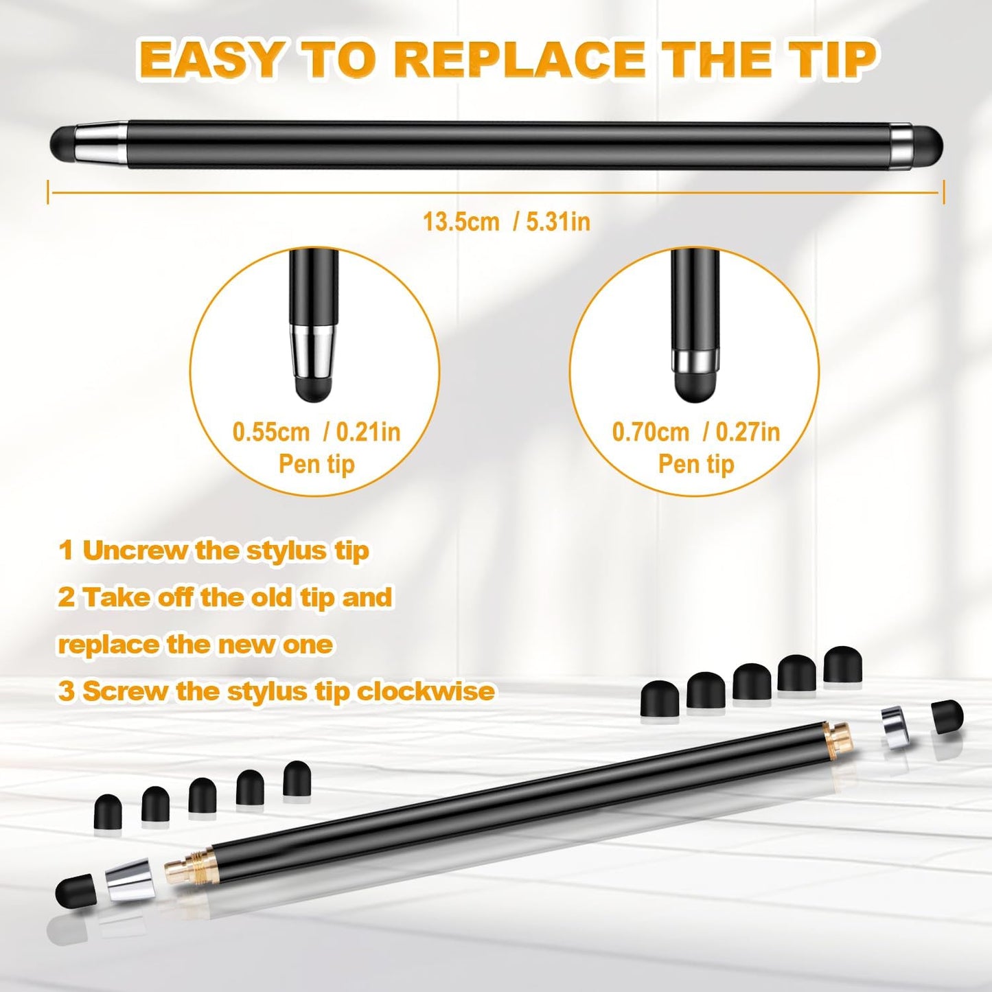 Stylus (10 Pcs), 2-in-1 Stylus Pen for Touchscreen, High Precision and Sensitivity, Suitable for iPad/iPhone/Samsung/Android Smartphone and Tablets, Compatible with All Touchscreen