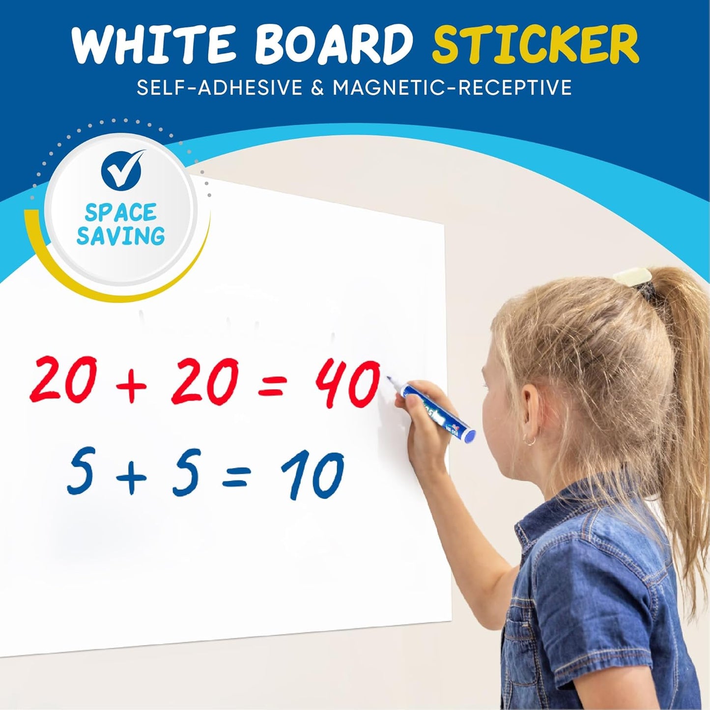 YOUNGJQ Magnetic Whiteboard Contact Paper 39" x 18" Adhesive Magnetic Dry Erase White Board Sticker for Wall, Peel and Stick Wallpaper, Easy to Write and Clean for Playroom Office