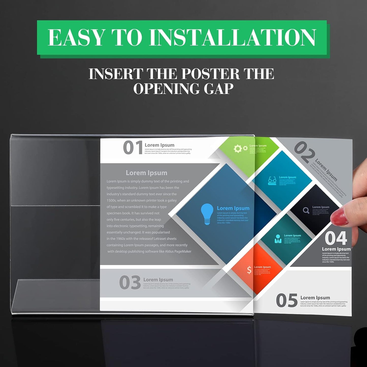 12 Pieces Acrylic Sign Display Holder 7x5 Clear Document Display Holder Horizontal Acrylic Paper Holder Clear Plastic Display Frames Paper Display Table Stand for Office Store Restaurant Photo Display