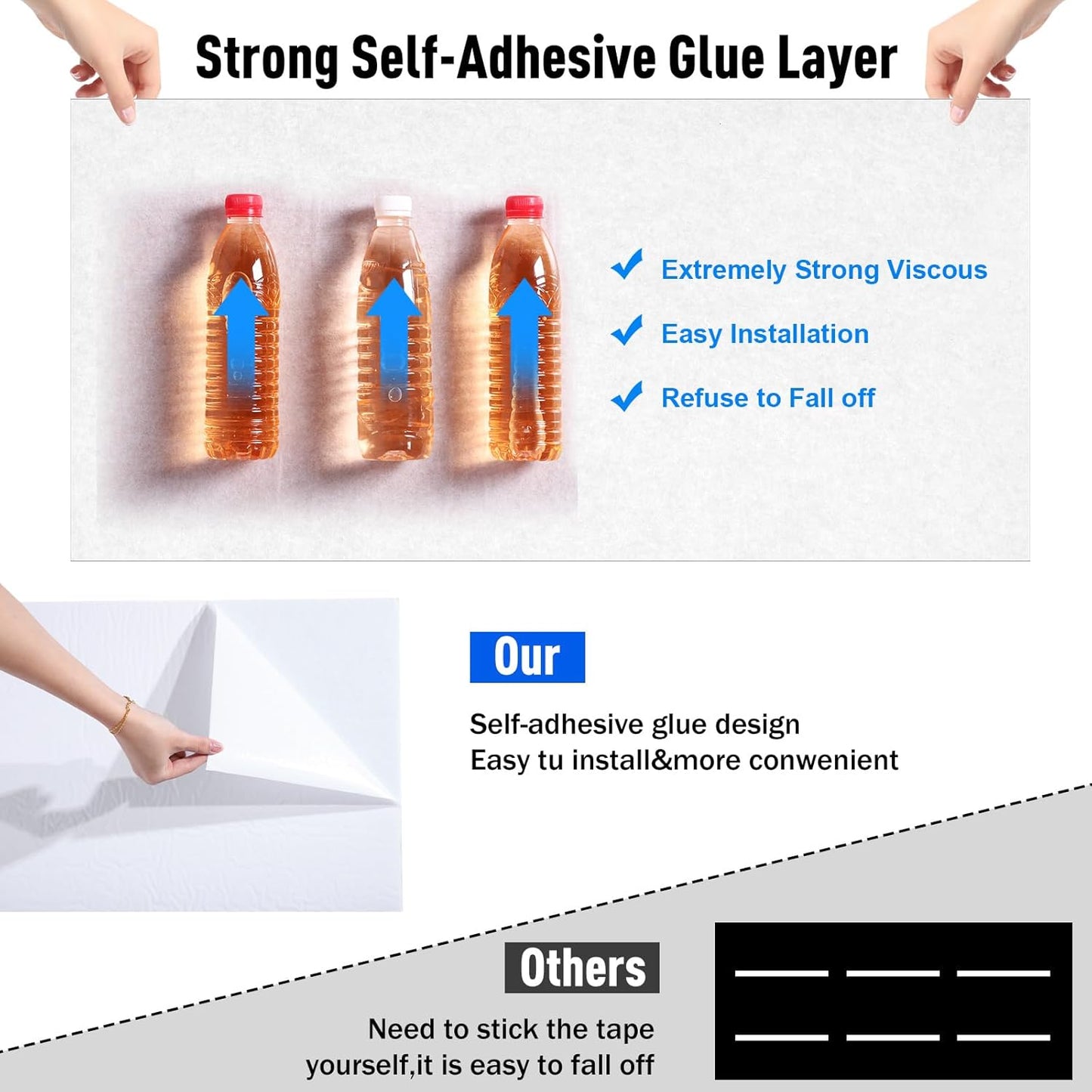 Frienda 6 Pack Large Acoustic Panels 47 x 24 x 0.4 Inch Fabric Wrapped Sound Proof Self-adhesive High Density Foam Panels for Recording Studio Acoustical Treatments Home Office(White)