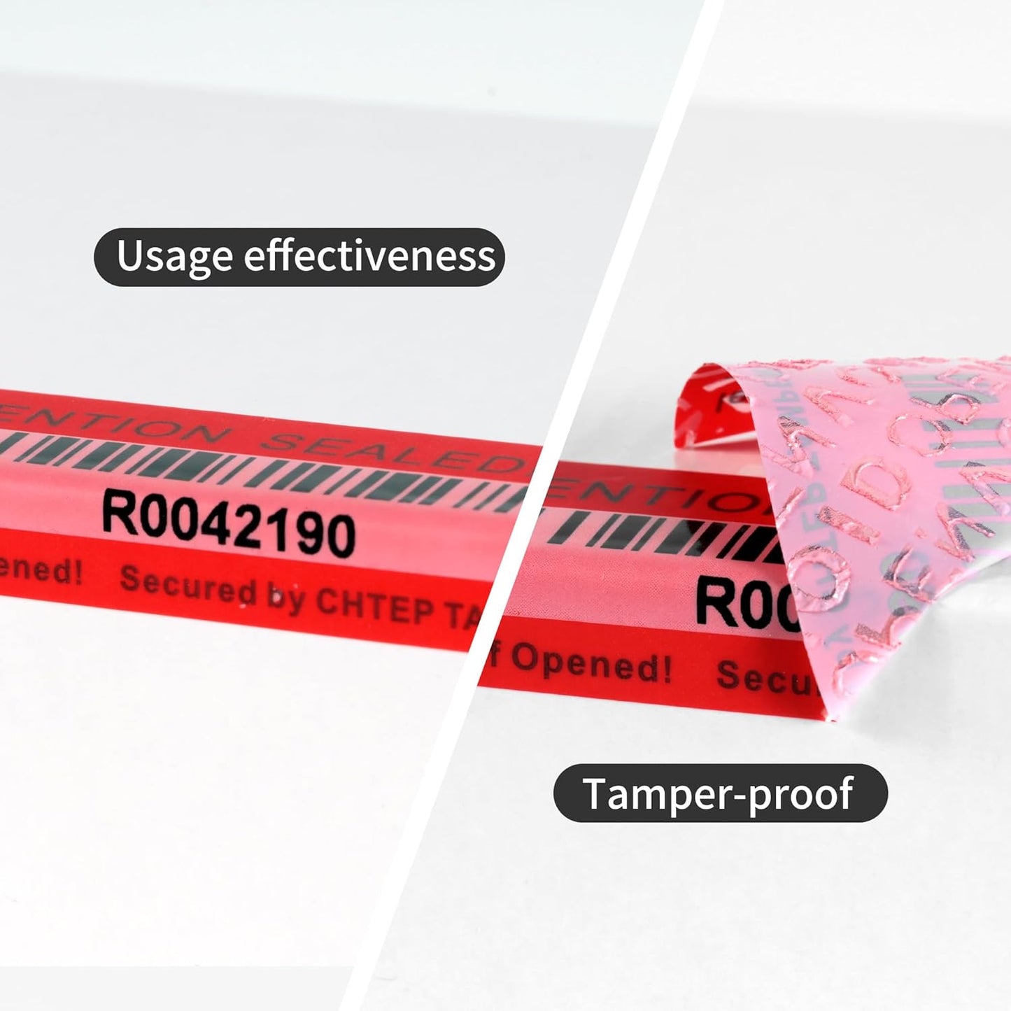 ChtepTamper 100 Pieces No Transfer Tamper-Evident Stickers Security Labels Great for Goods Shipping,Exchange of Agency Files, Privacy Protection or More(Serial Number 1 * 3.54inches Red)
