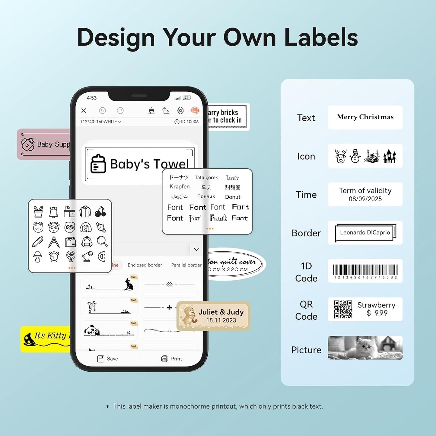 DEEPIN D11 Label Maker Machine Portable Bluetooth Label Maker with Tape, Thermal Label Printer Multiple Templates for Phone, Mini Label Sticker Printer for Business Office Organization, Green