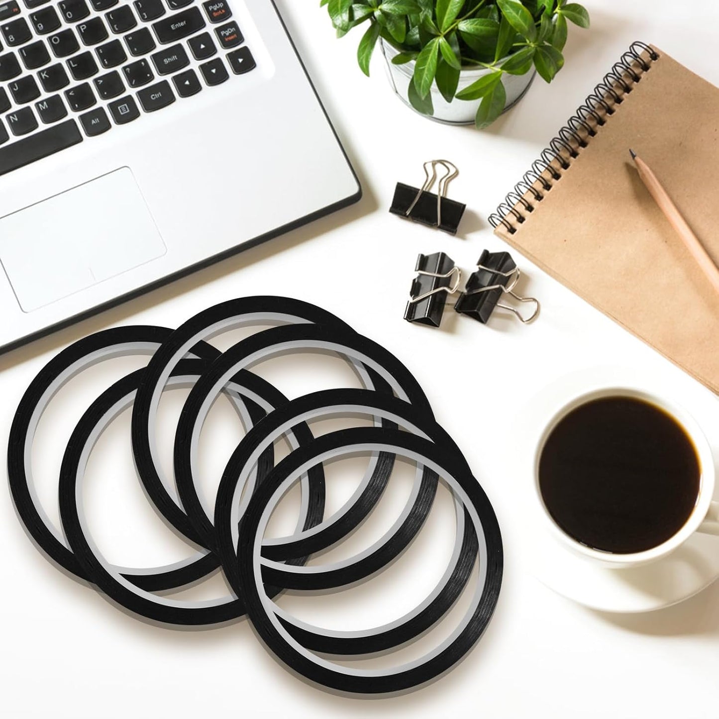 6 Rolls 1/8 Whiteboard Tape - Thin Dry Erase for Art, Charts & Whiteboards - Pinstripe Paper Tape, 108 Feet per Roll