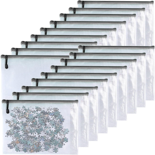 Oaimyy-Plastic Mesh Zipper Pouch Document Folders Bag Zipper Zip File Folders for Puzzles Games,Board Game Organization,Organizing Classroom Office Storage (Black, 4"x 6")