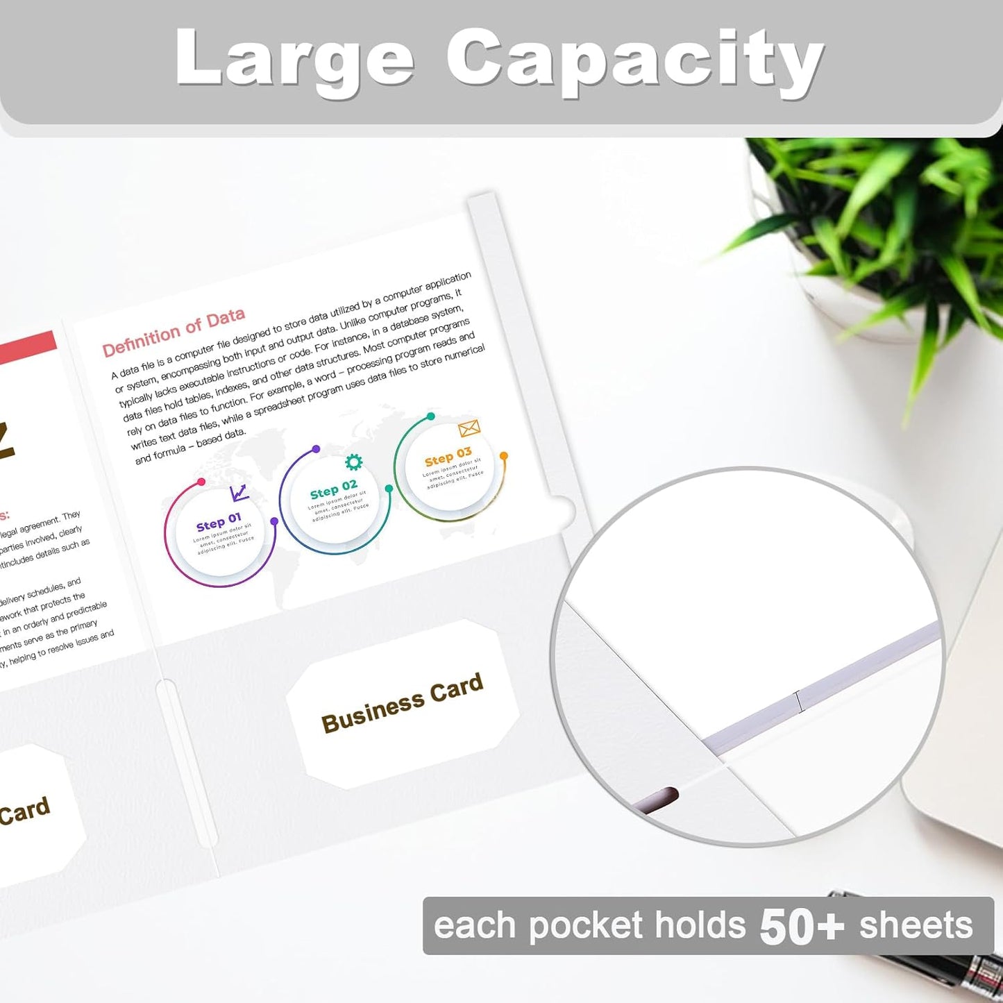 Folders with Pockets, LAYZZ 30 Pack Paper Pocket Folders, 2 Pocket Folders Fits Letter Size Paper, for School Office and Home (White)