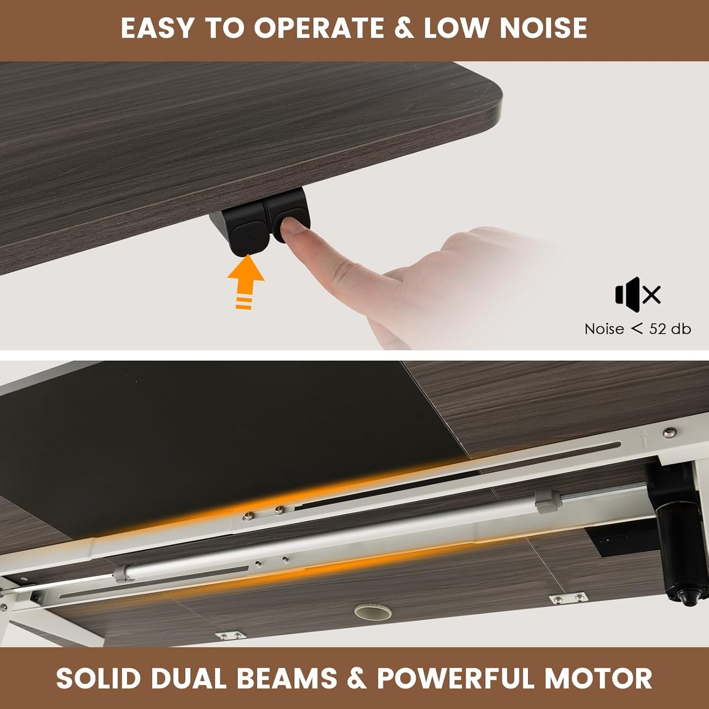 GOFLAME Height Adjustable Electric Standing Desk, 55 x 28 Inch Sit Stand Up Electric Desk with Headphone Hook, Ergonomic Standing Workstation, Electric Standing Desk with Metal Frame, Dark Grey