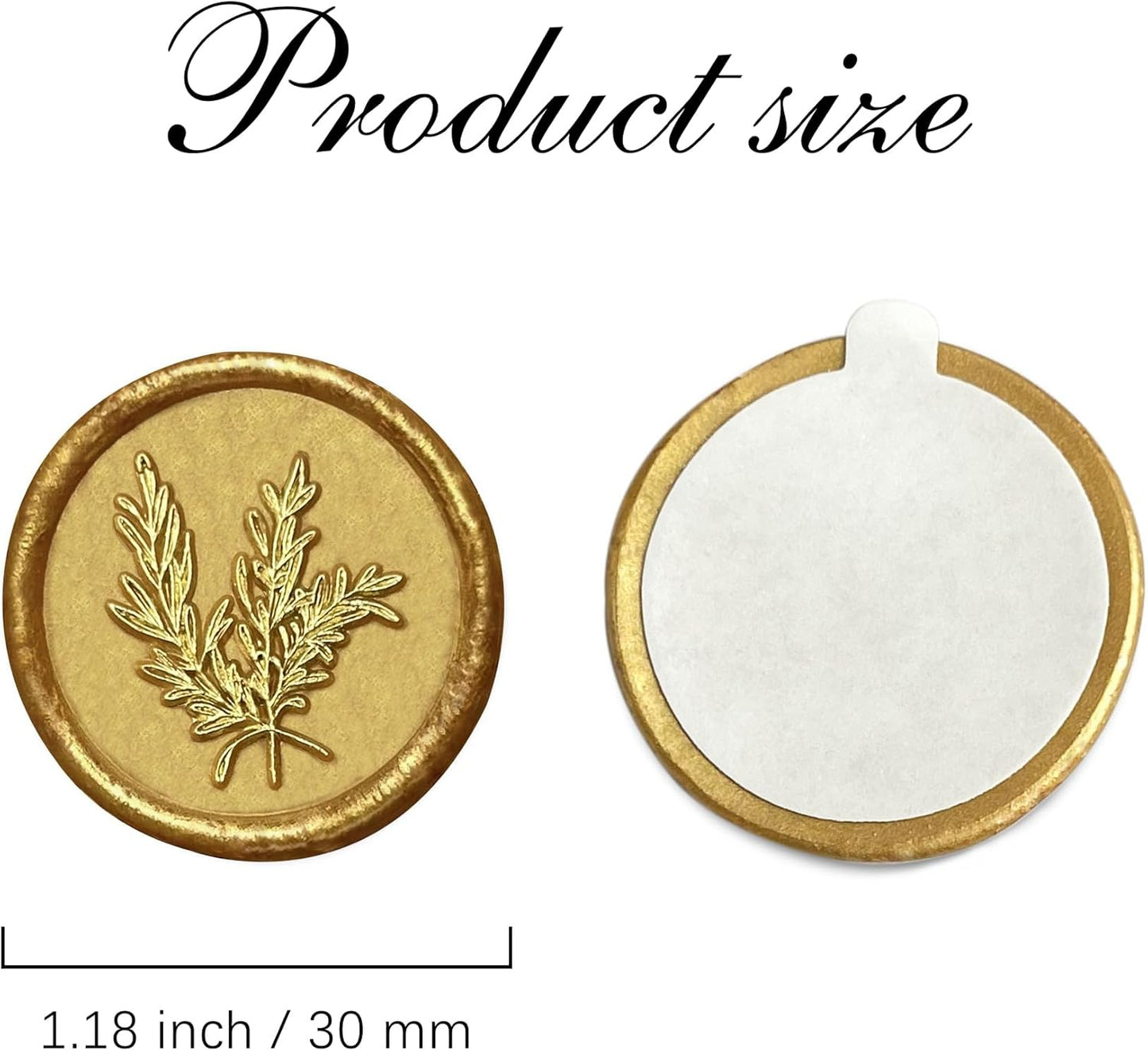 50Pcs Gold Wax Seal Stickers - Handmade Self-Adhesive Envelope Seals for Wedding Party Invitations, Gift Wrap, Christmas (Rosemary Style)