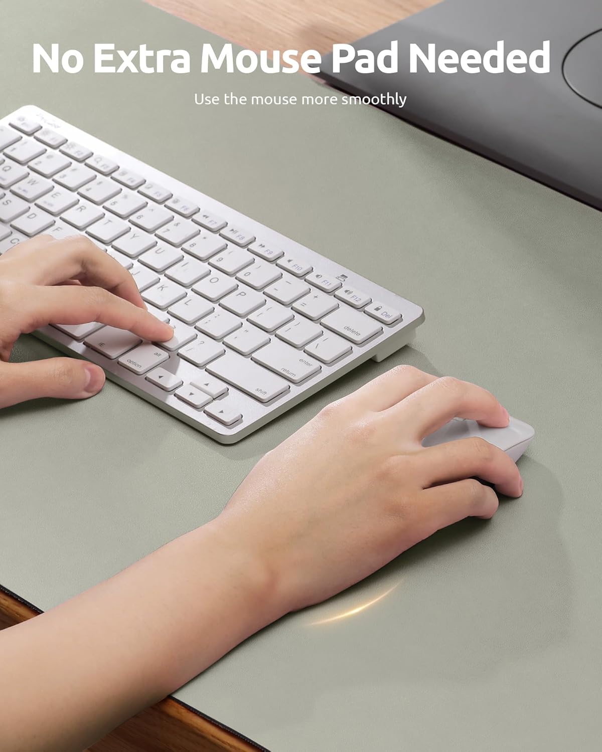 YSAGi Leather Desk Protector, Office Mat, Large Mouse Mat, Non-Slip PU Leather Blotter, Laptop Desk, Waterproof Writing Pad for Office and Home (Sage Green, 23.6" x 13.8")