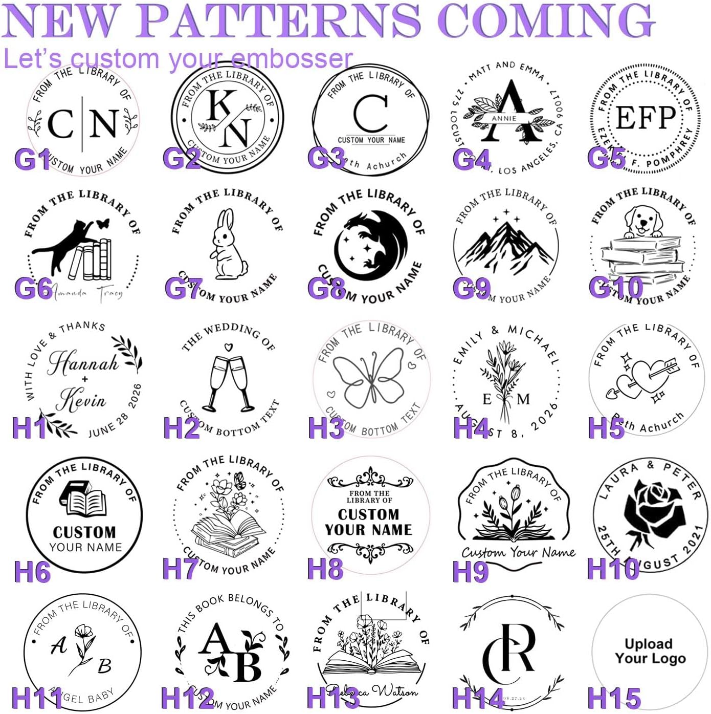 Custom Book Embosser Stamp Personalized for Book Lover, Personal Stamp Gift for Book, Ex Libris, Envelop, Sticker, Wedding Invitation, Embossing Stamp Includes 10pcs Stickers (Black)