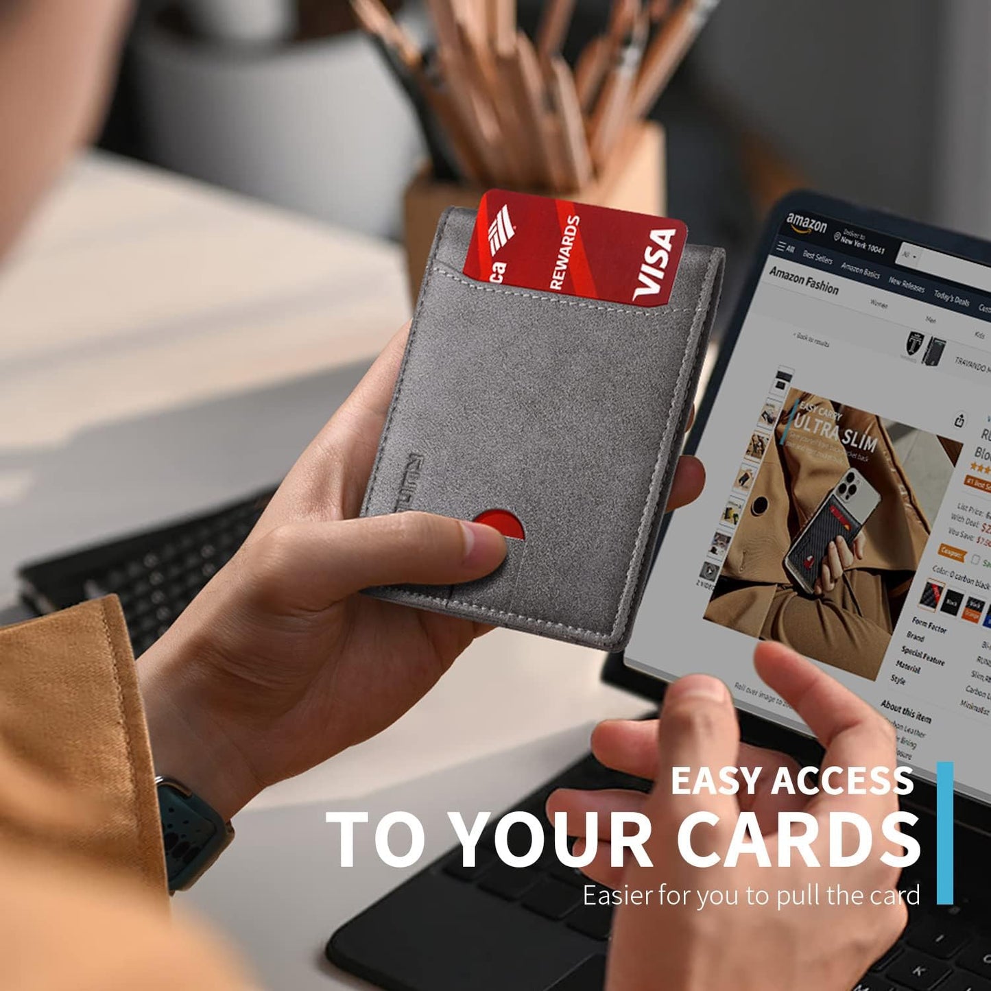 RUNBOX Novelty Wallet for Men Slim 11 Credit Card Holder Slots Leather RFID Blocking Small Thin Men's Wallet Bifold Minimalist Front Pocket Large Capacity Gift Box