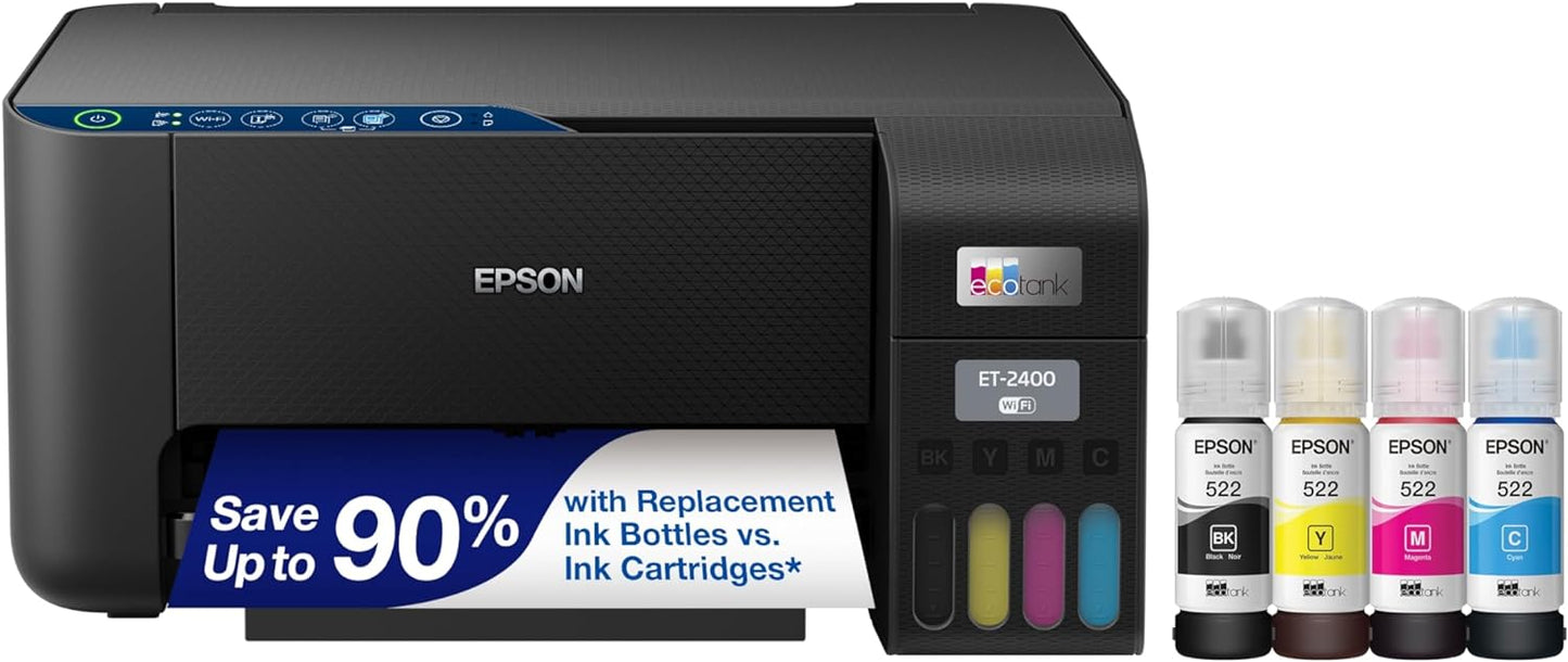 Epson® Workforce® Pro WF-4820 Wireless All-in-One Printer and EcoTank ET-2400 Cartridge-Free Supertank Printer Bundle