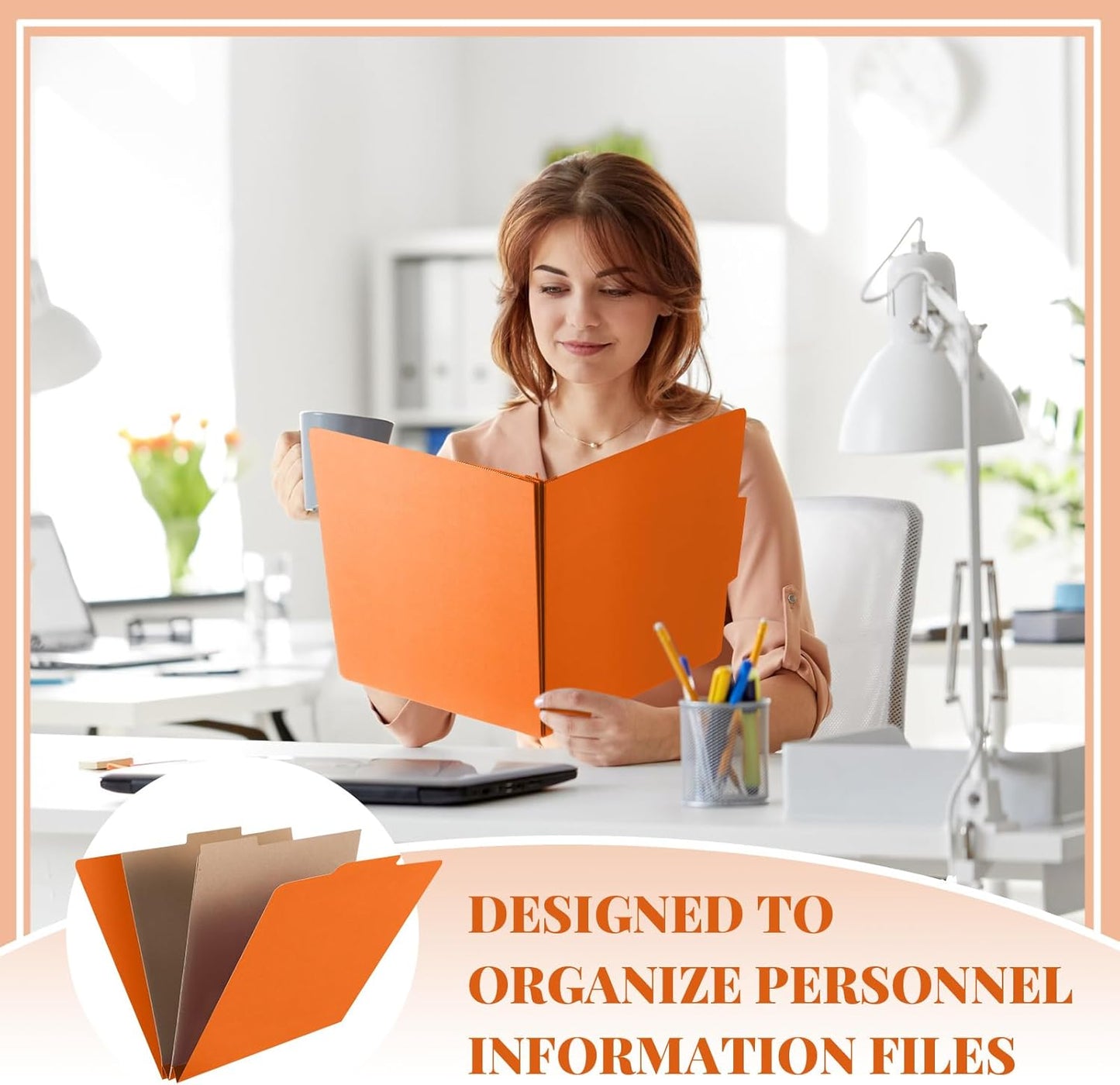 12 Pcs Classification Folders Letter Size, 2 Pocket Dividers Pressboard File Folder with Fasteners, Expanding File Organizer Bulk for Teachers, Clergy, Office, Church, Christmas (Orange)