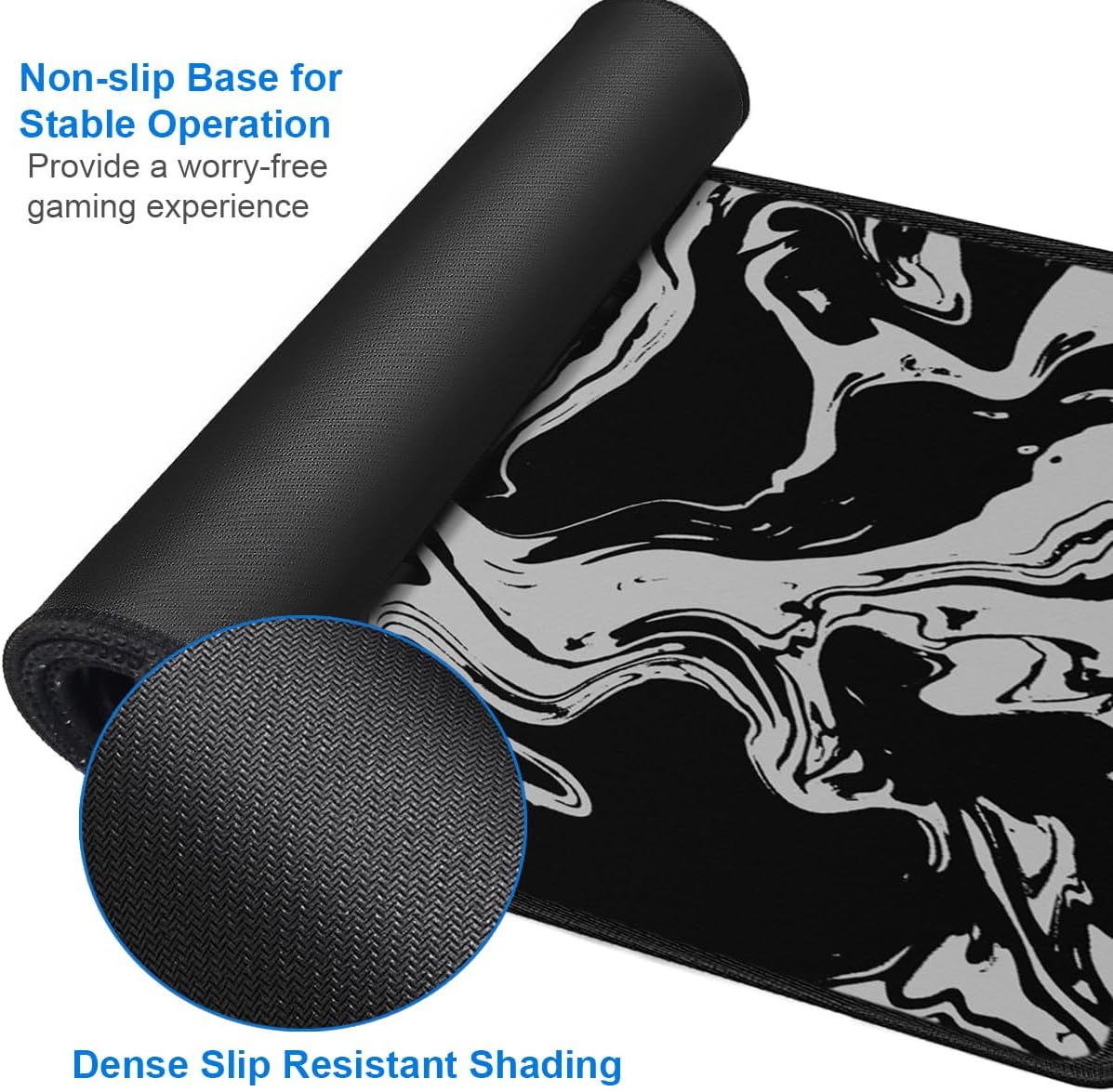 Gaming Mouse Pad, 31.5x15.7 inch Large Extended Computer Keyboard Mouse Mat, Water Resist Non-Slip Mousepad Rubber Base Long XXL Desk Mouse Pad for Gaming, Office & Home, Marble White