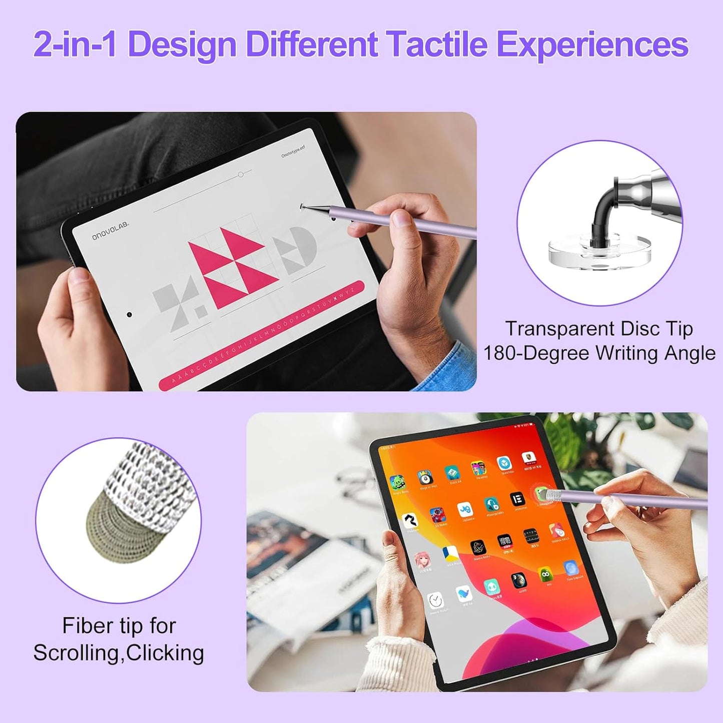 Stylus Pen for Touchscreen,2in1 High Precision Sensitivity Stylus, Suitable for iPhone/Ipad/Android Stylus for Ipad,Compatible with Touch(Silver/Blue/Gold/Green/Purple/Rose Gold)