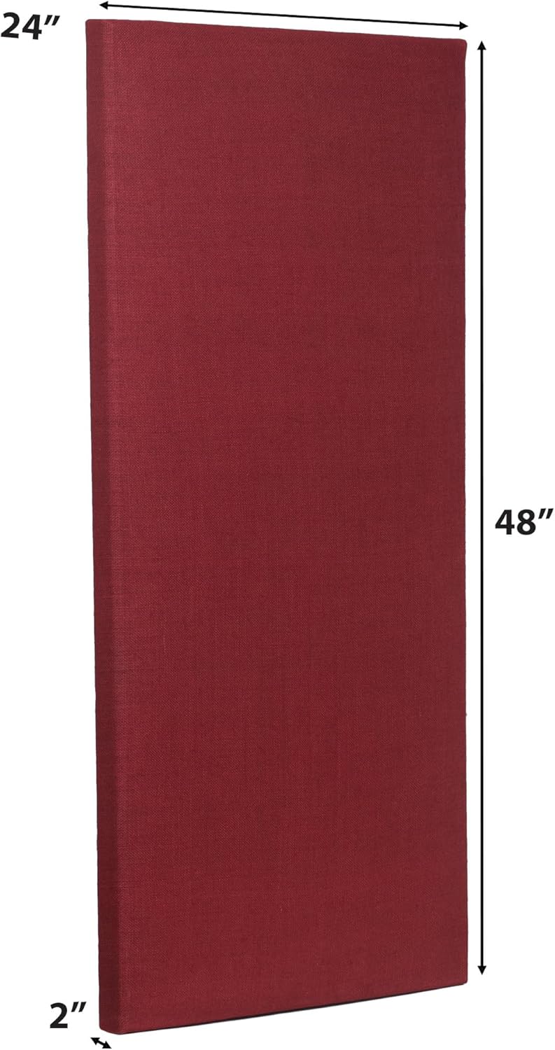 ATS Acoustics Sound Absorbing Acoustic Panel 24" x 48" x 2" Beveled Edge (Burgundy)