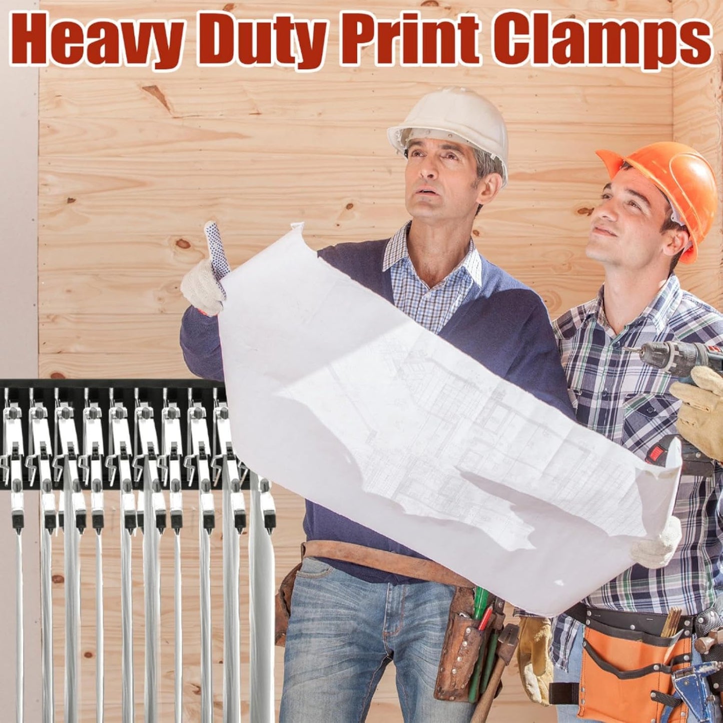 Estune Blueprint Hanging Clamps Binding Strips Storage for Construction Paper Poster Plans Drawings Arts (12, 24 Inches)