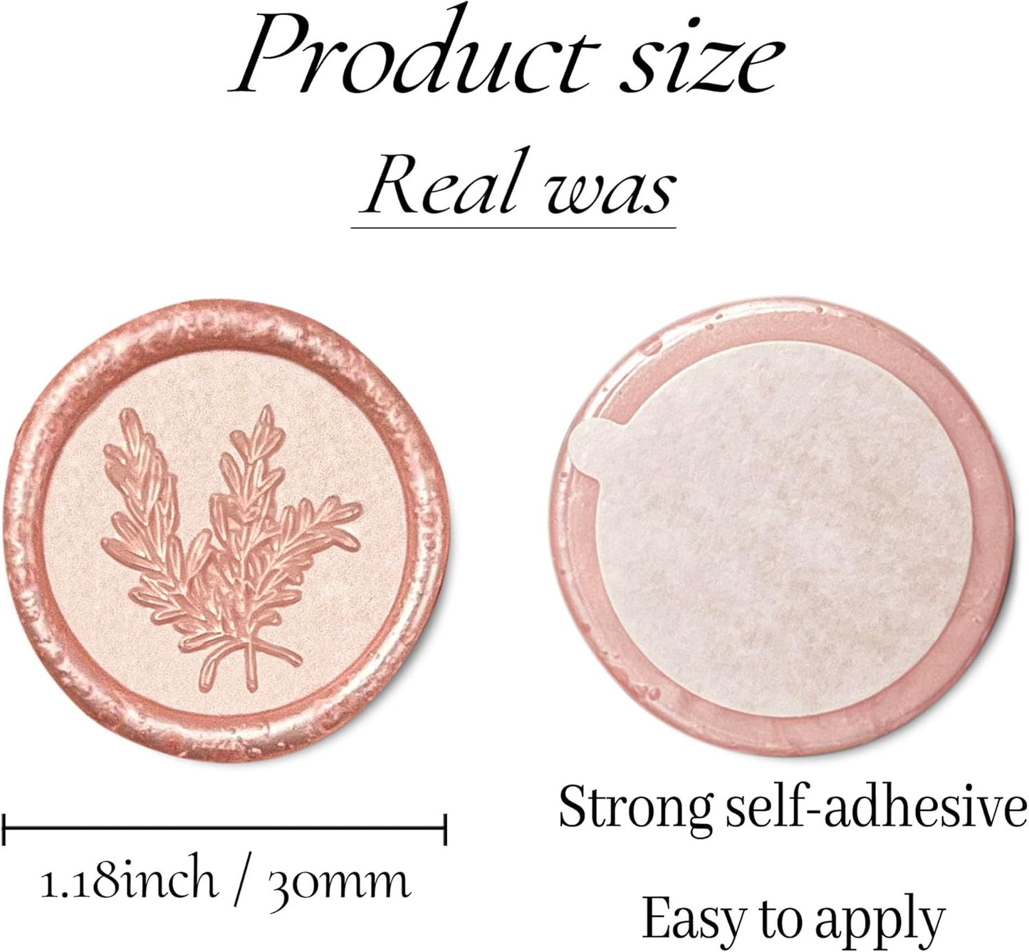 50Pcs Wax Seal Stickers Handmade Envelope Seals Self Adhesive Wax Stickers for Wedding Party Invitations, Envelope, Gift Wrap, Christmas(Rosemary Style, Pink)