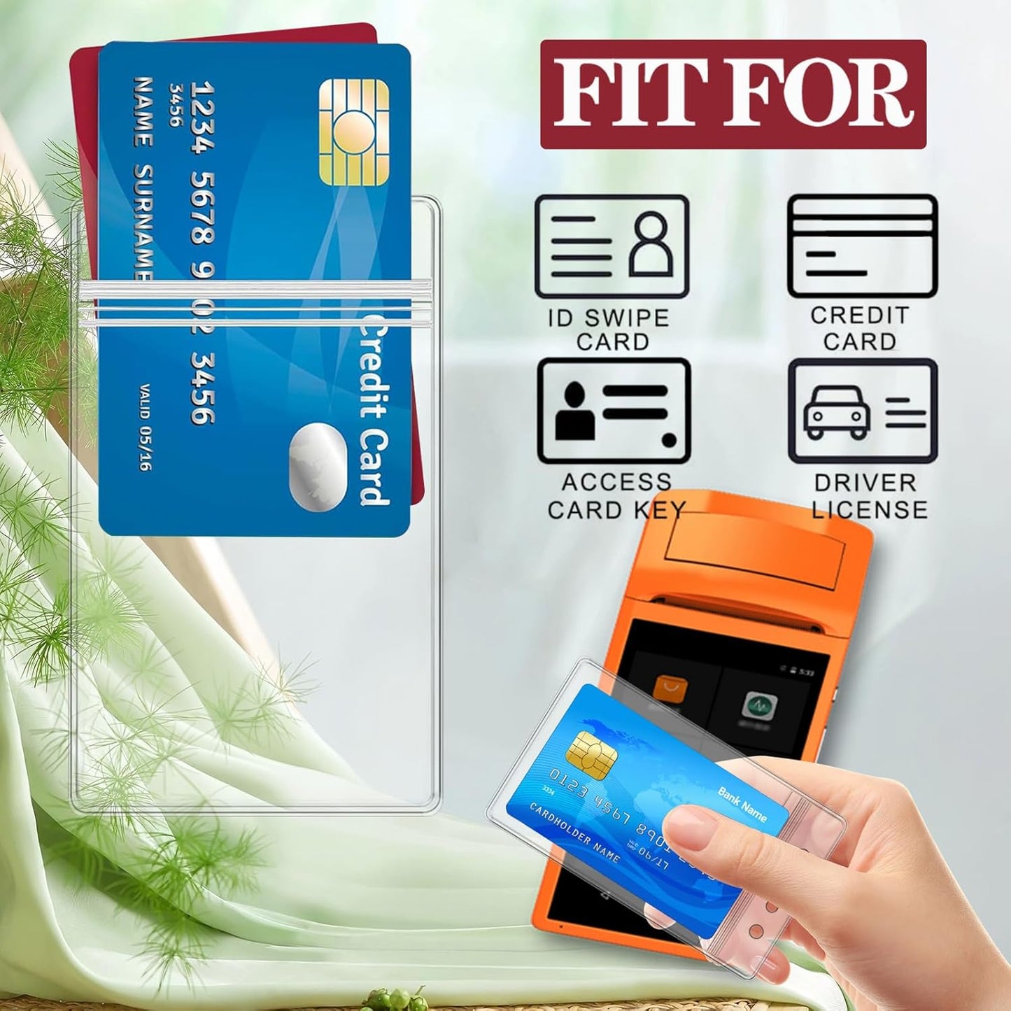 100 ID Badge Holders with 100 Blank Cards, Blank on Both Sides, White and Thick ID Card Holders with Cards