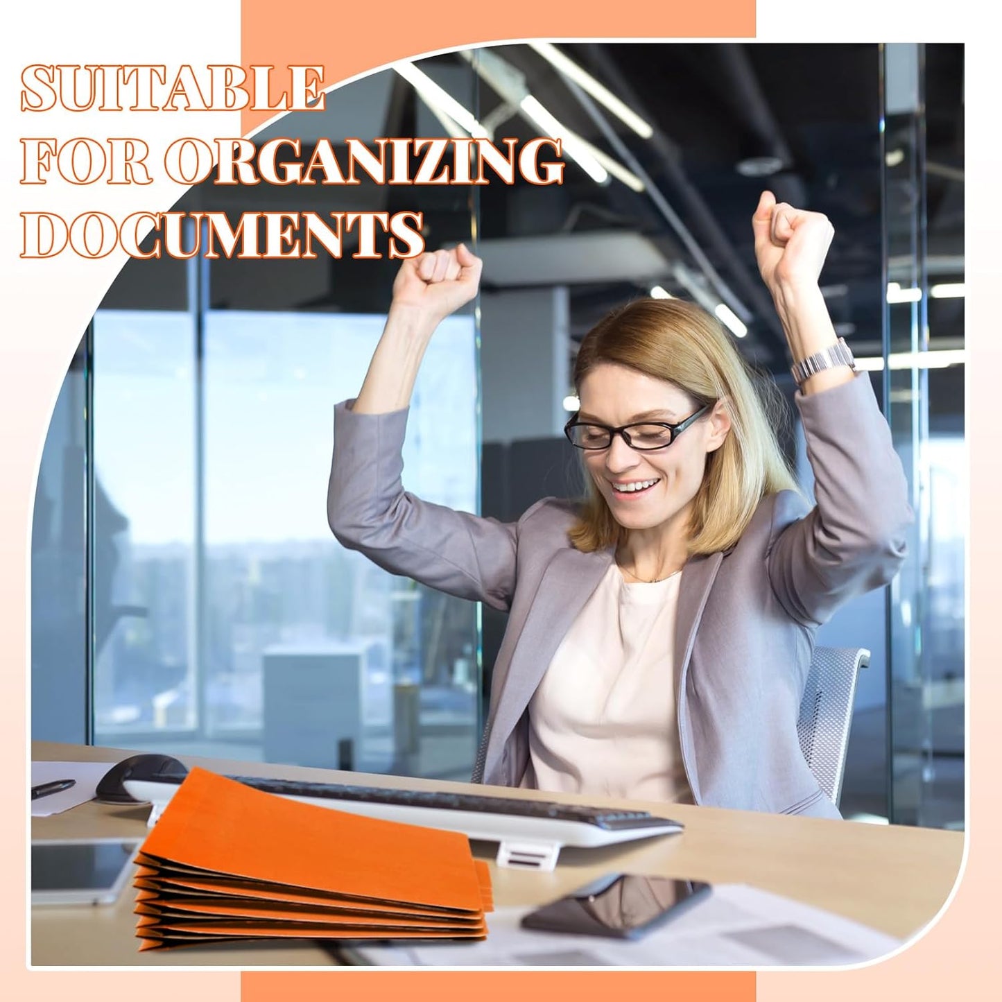 12 Pcs Classification Folders Letter Size, 3 Divider Pressboard File Folder with Fasteners, Expanding File Organizer Bulk for Teachers, Clergy, Office, Church, Christmas Donations (Orange)